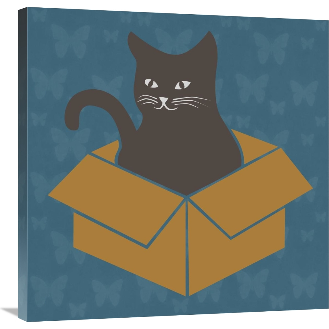 Cat in a Box - Blue-Canvas Art-30&quotx30"