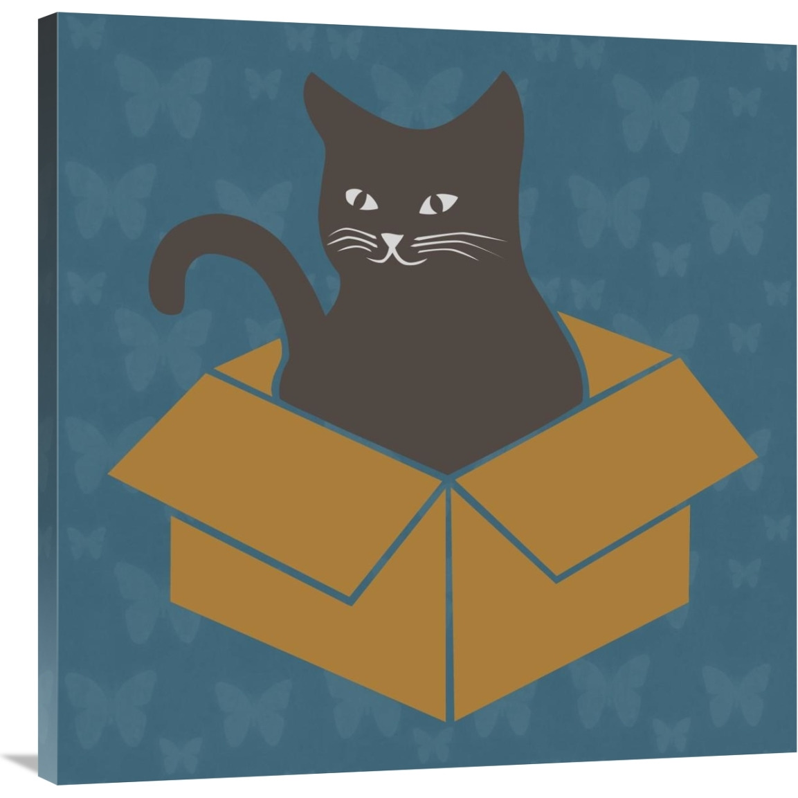 Cat in a Box - Blue-Canvas Art-36&quotx36"