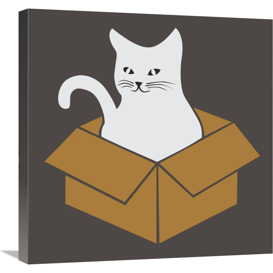 Cat in a Box - Gray-Canvas Art-24&quotx24"