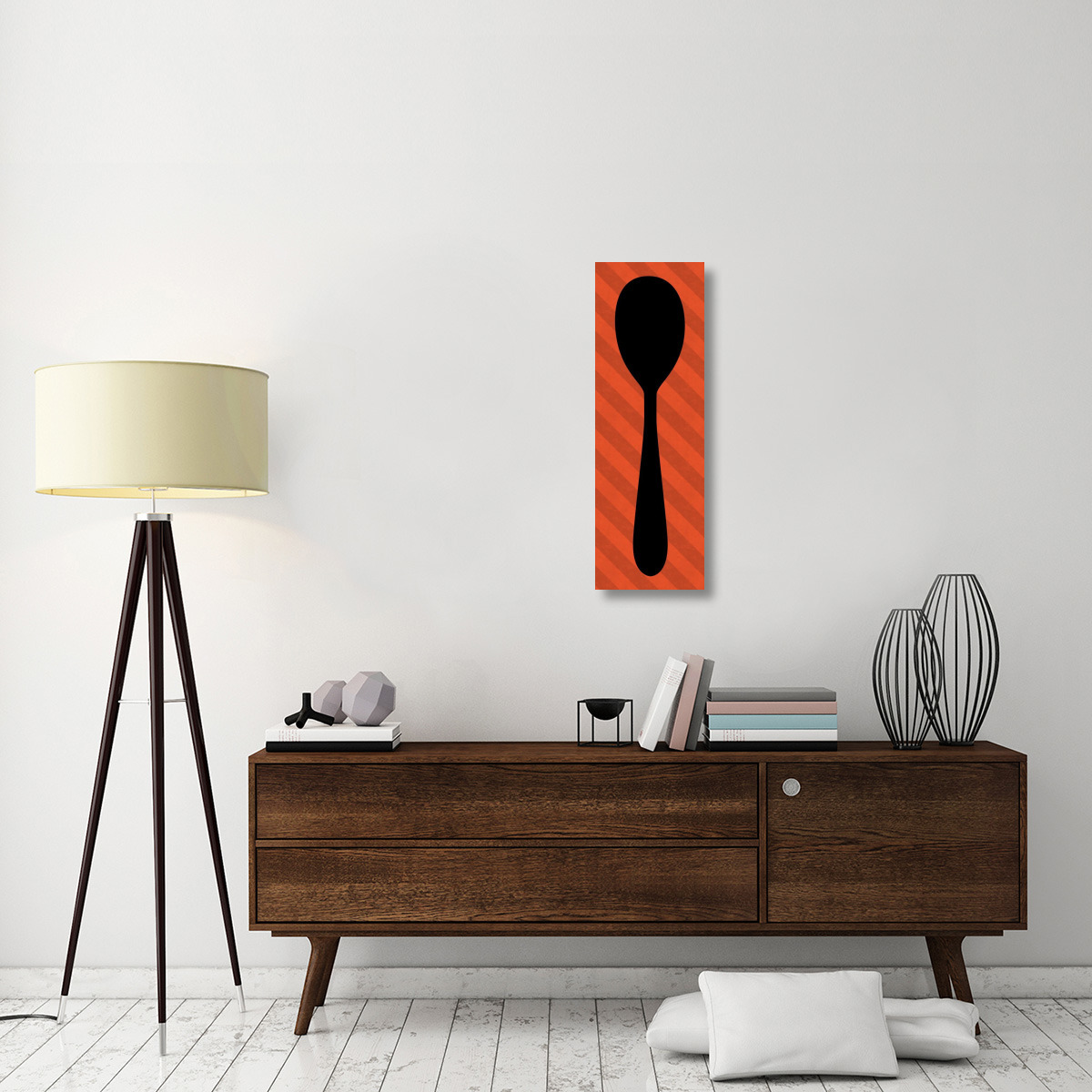 Mealtime Red Stripes - Spoon-Canvas Art-12&quotx36"