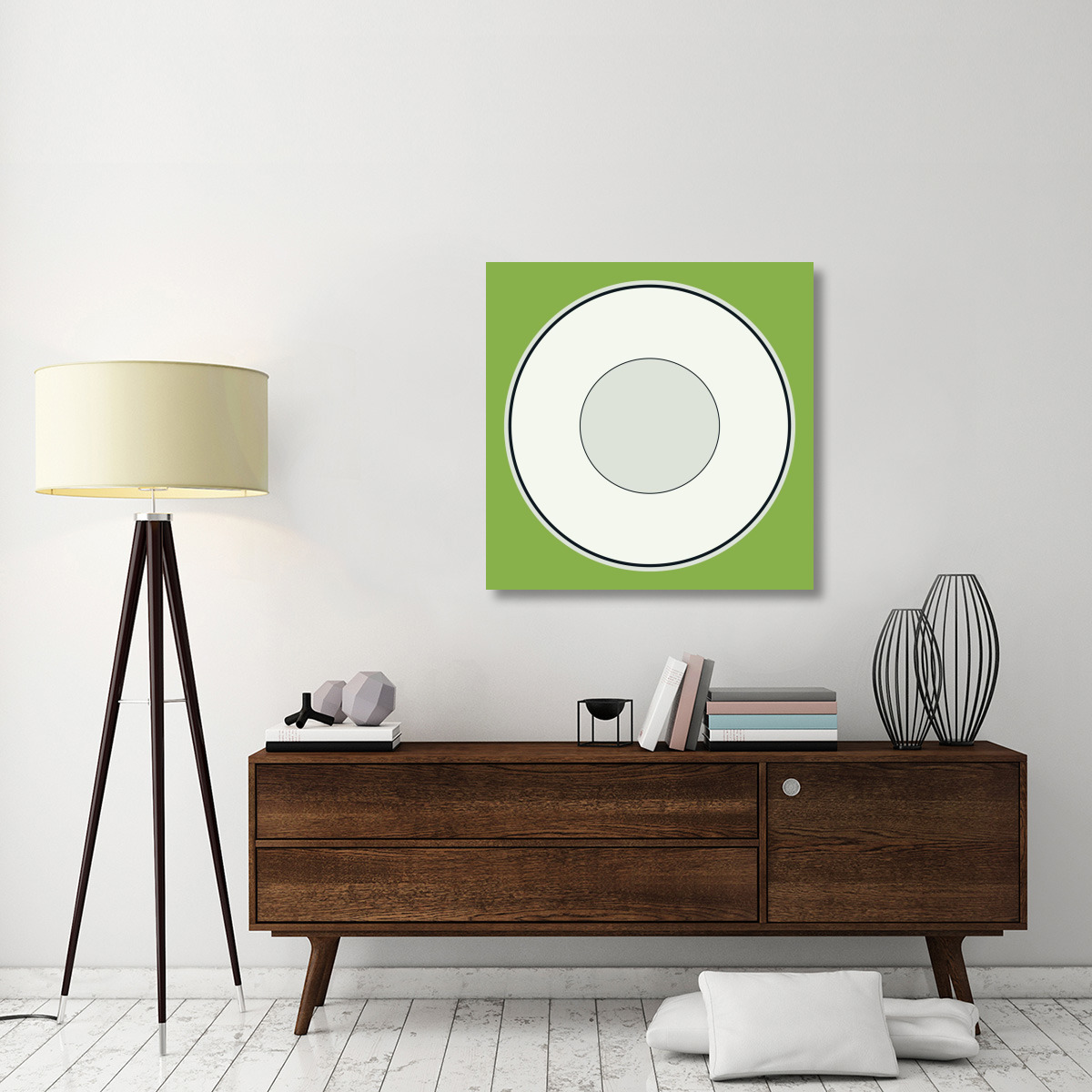 Mealtime White on Green - Plate-Canvas Art-36&quotx36"