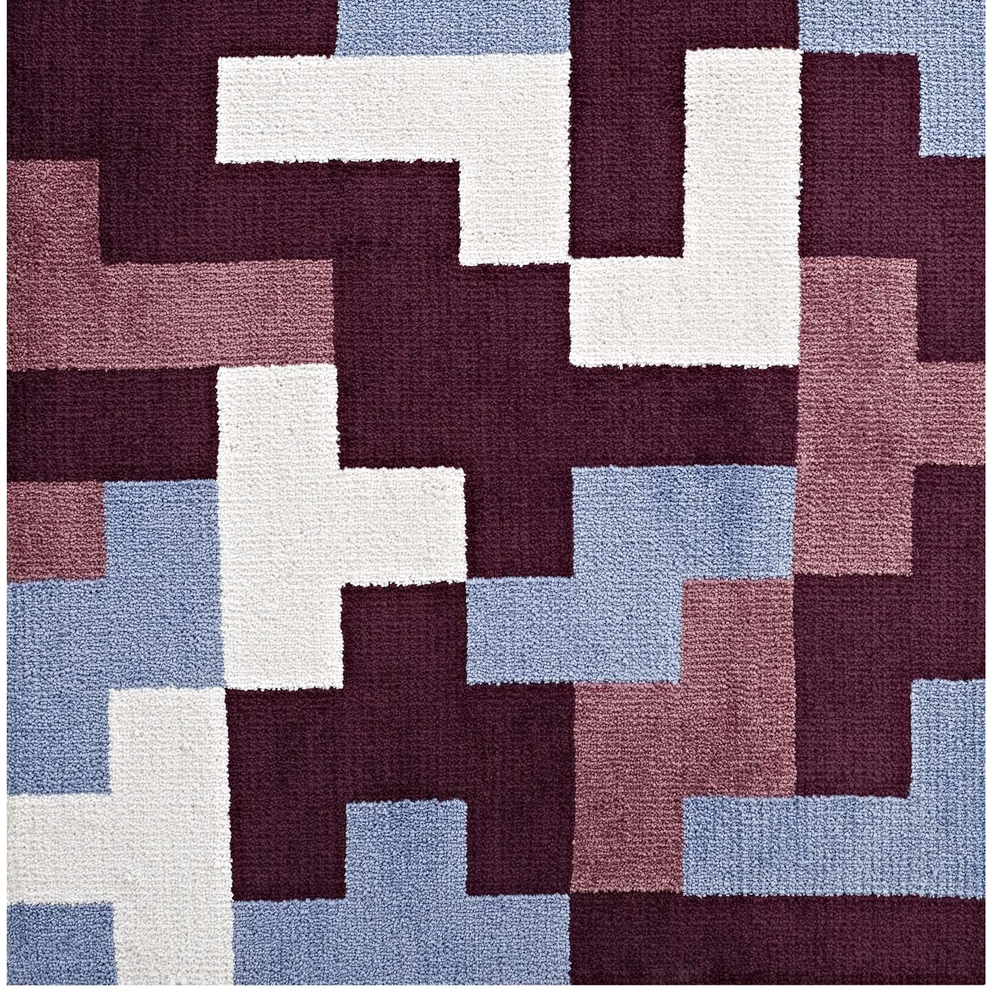 Andela Interlocking Block Mosaic 5x8 Area Rug - Multicolored Red and Light Blue