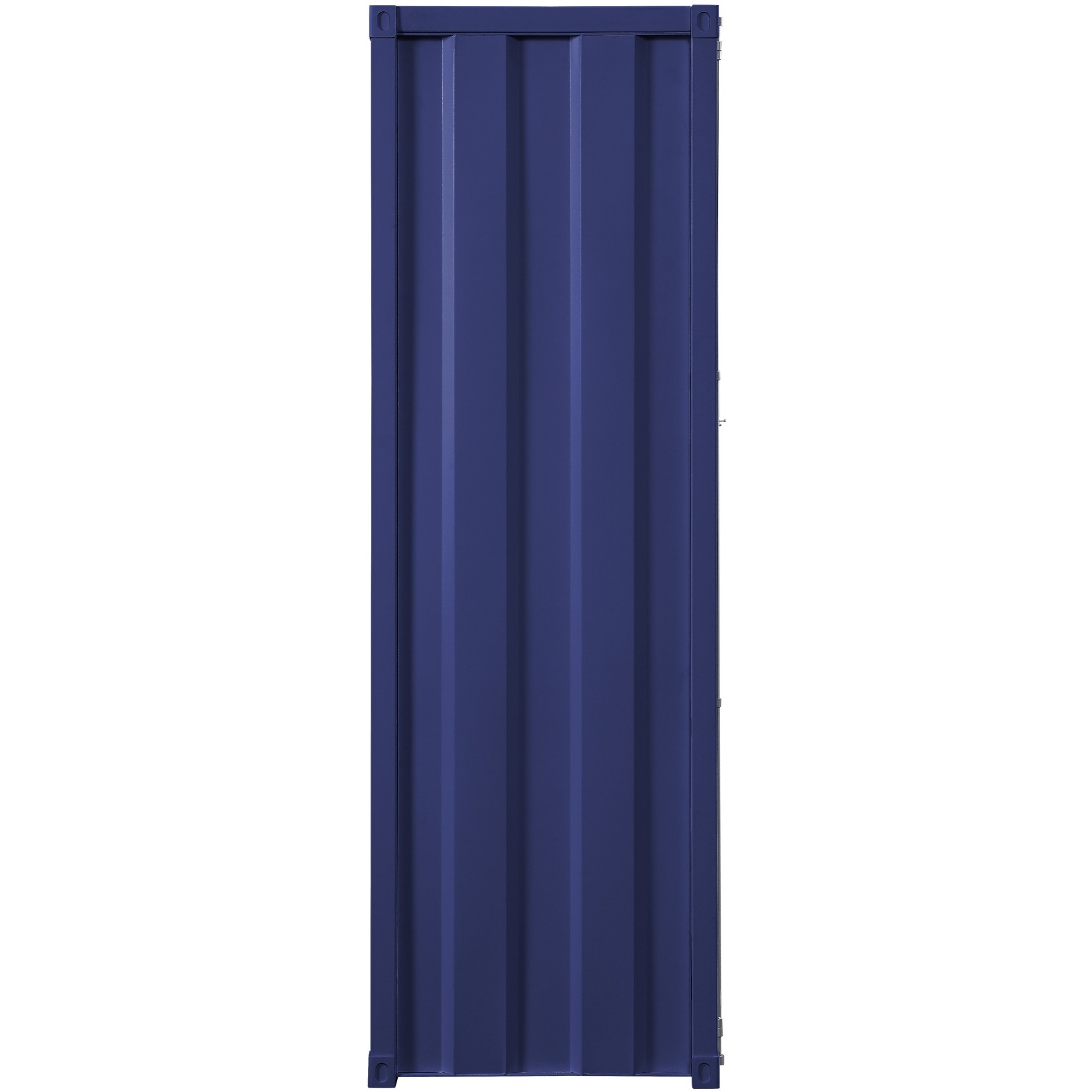 Industrial Style Metal Wardrobe with Recessed Door Front, Blue