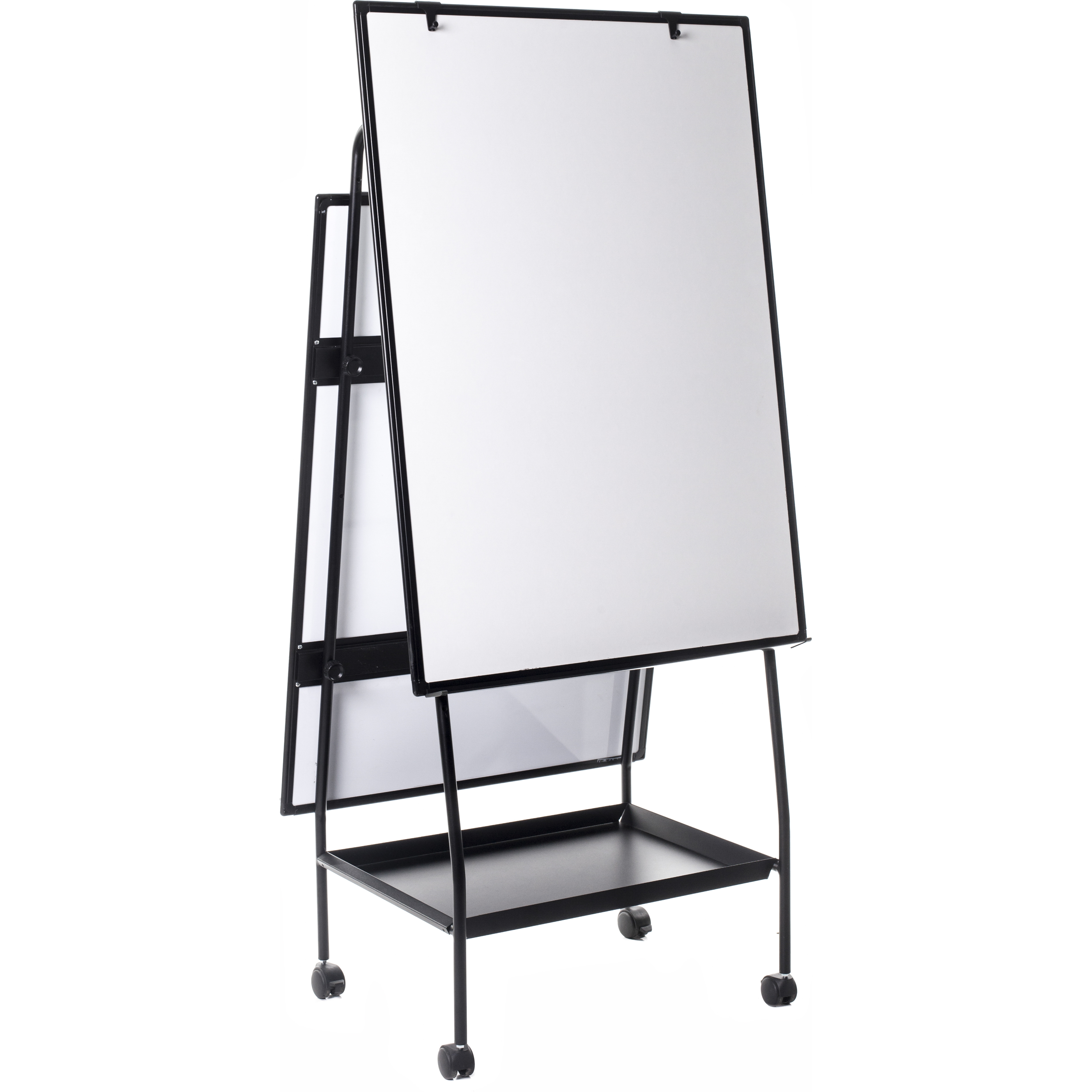 Creation Station Magnetic Steel Dry-Erase Mobile Easel, Black Aluminum Frame, 29.5" X 42"