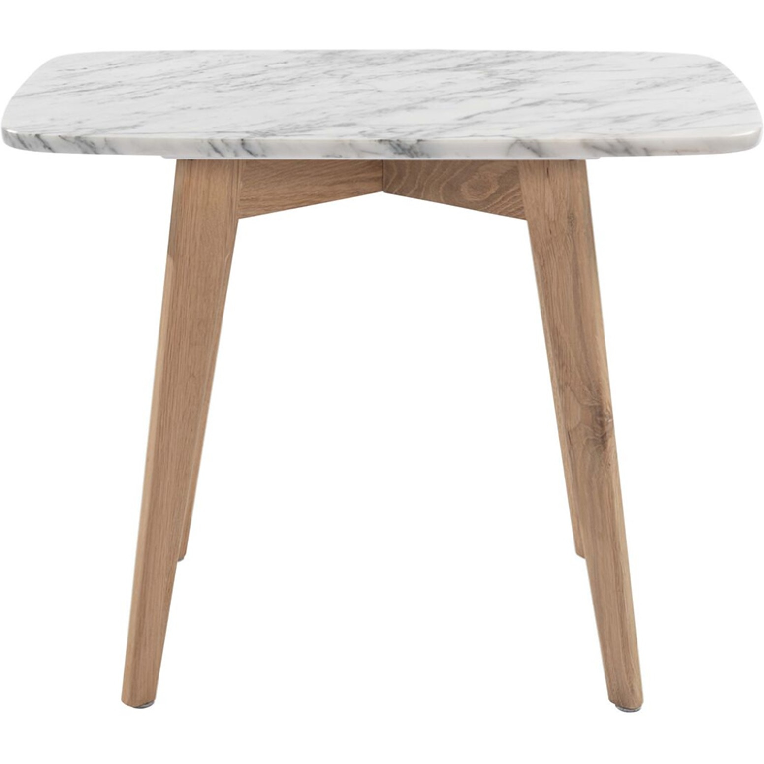 Cima 12" x 21" Rectangular Italian Carrara White Marble Table with Oak Legs