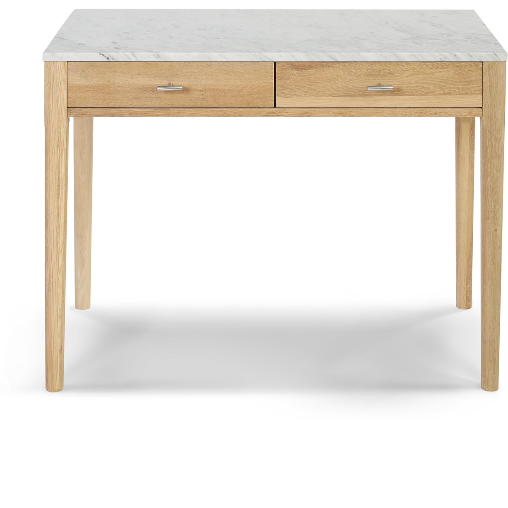 Meno 36" Rectangular Italian Carrara White Marble Console Table with Oak Leg