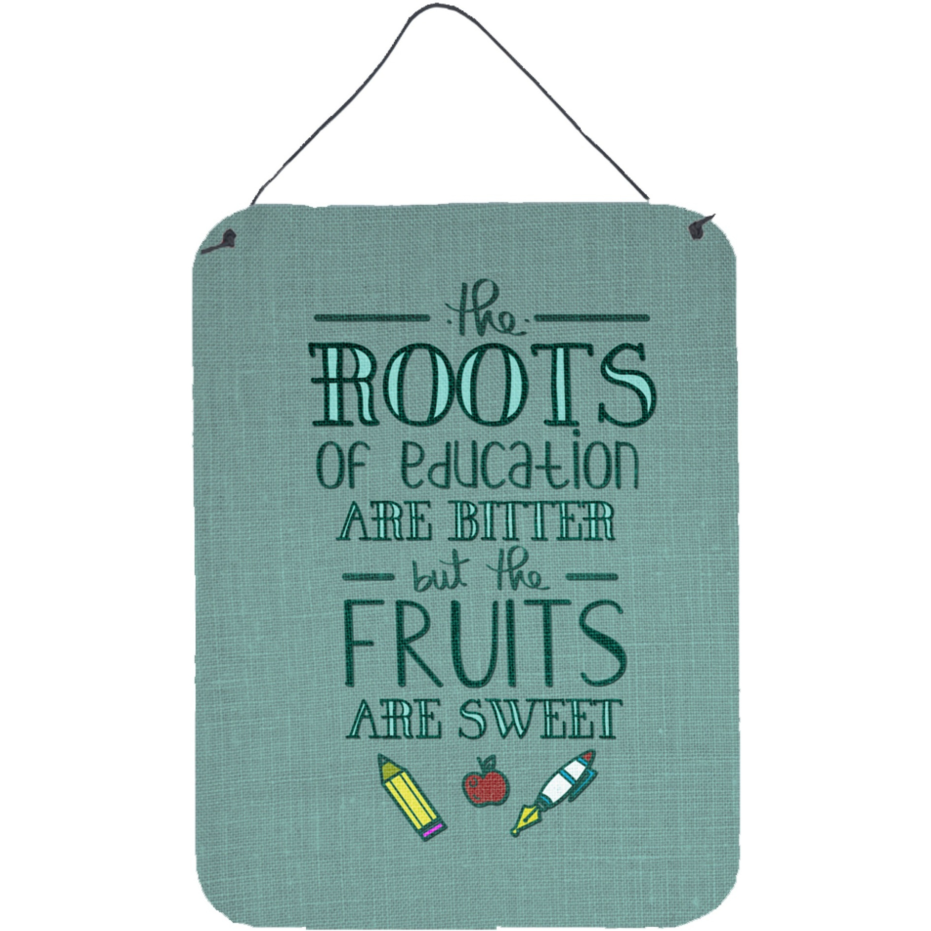 &quotCaroline's Treasures Education Fruits are Sweet Teacher Metal Print, 16 H x 12 W, Multicolor"