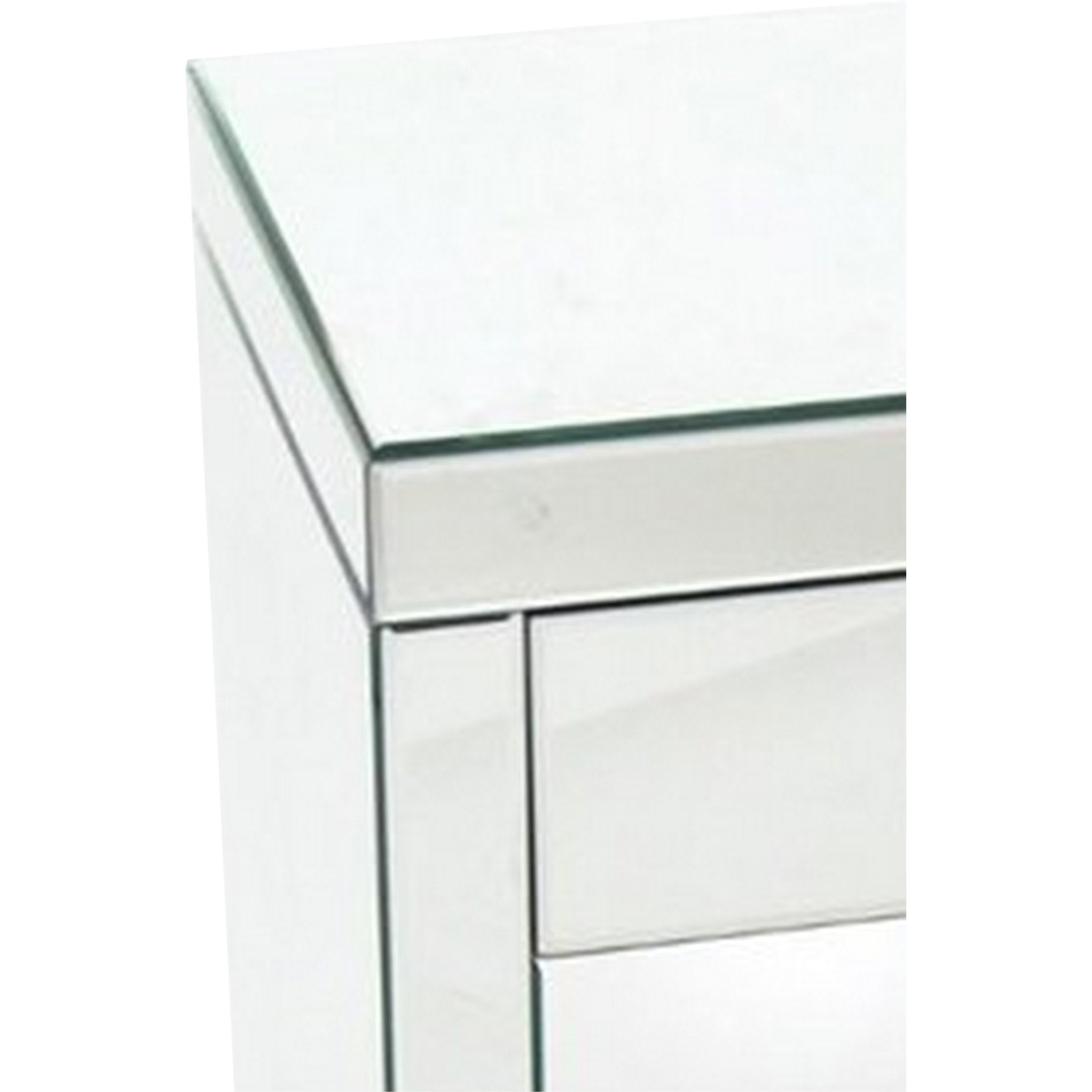 26 Inch Beveled Mirror Chest with 1 Drawer, Silver