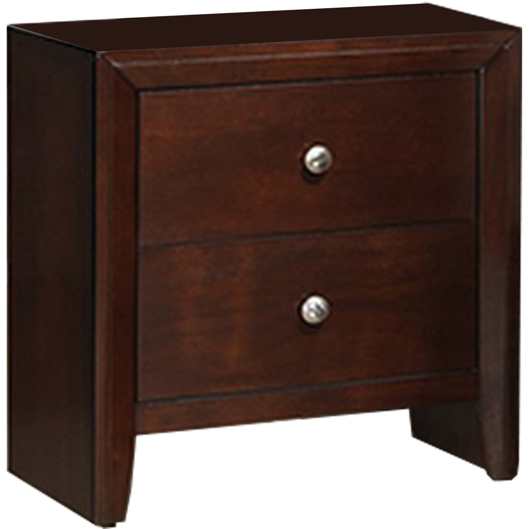 24 Inches 2 Drawer Wooden Nightstand with Metal Pulls, Brown