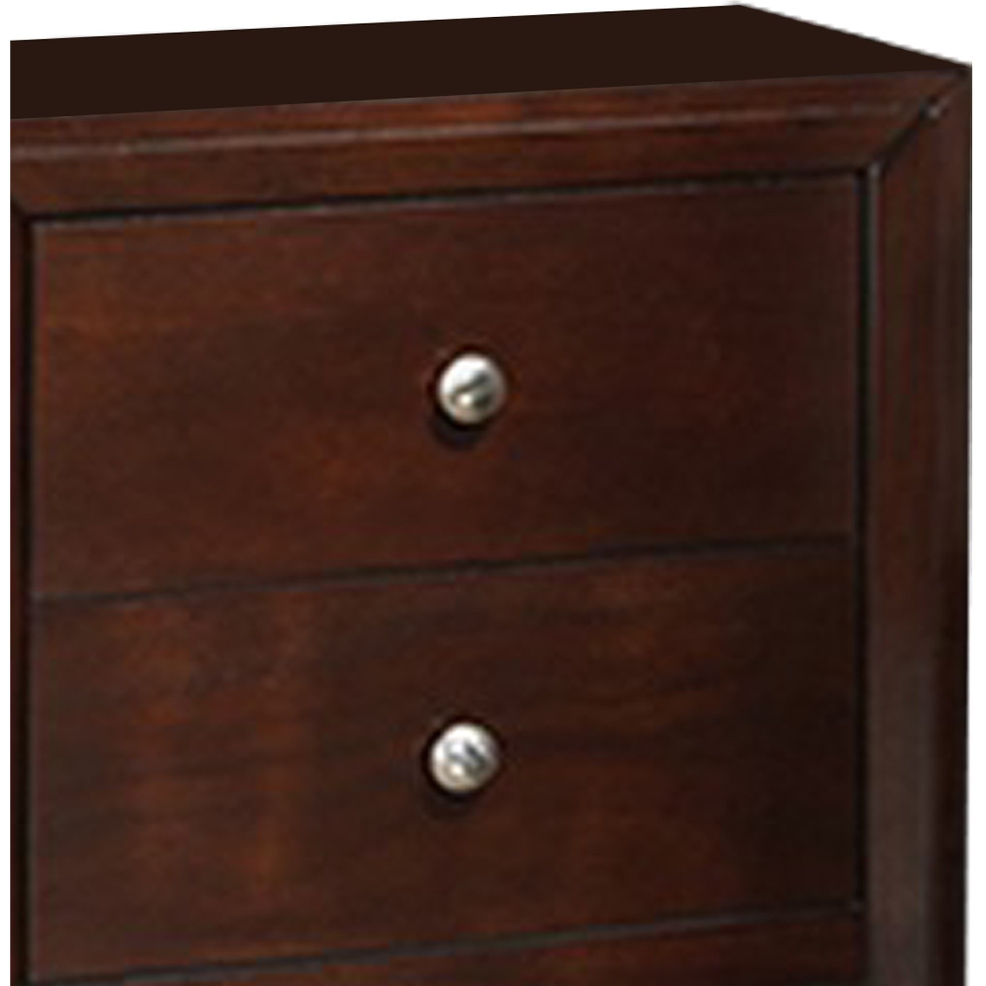 24 Inches 2 Drawer Wooden Nightstand with Metal Pulls, Brown