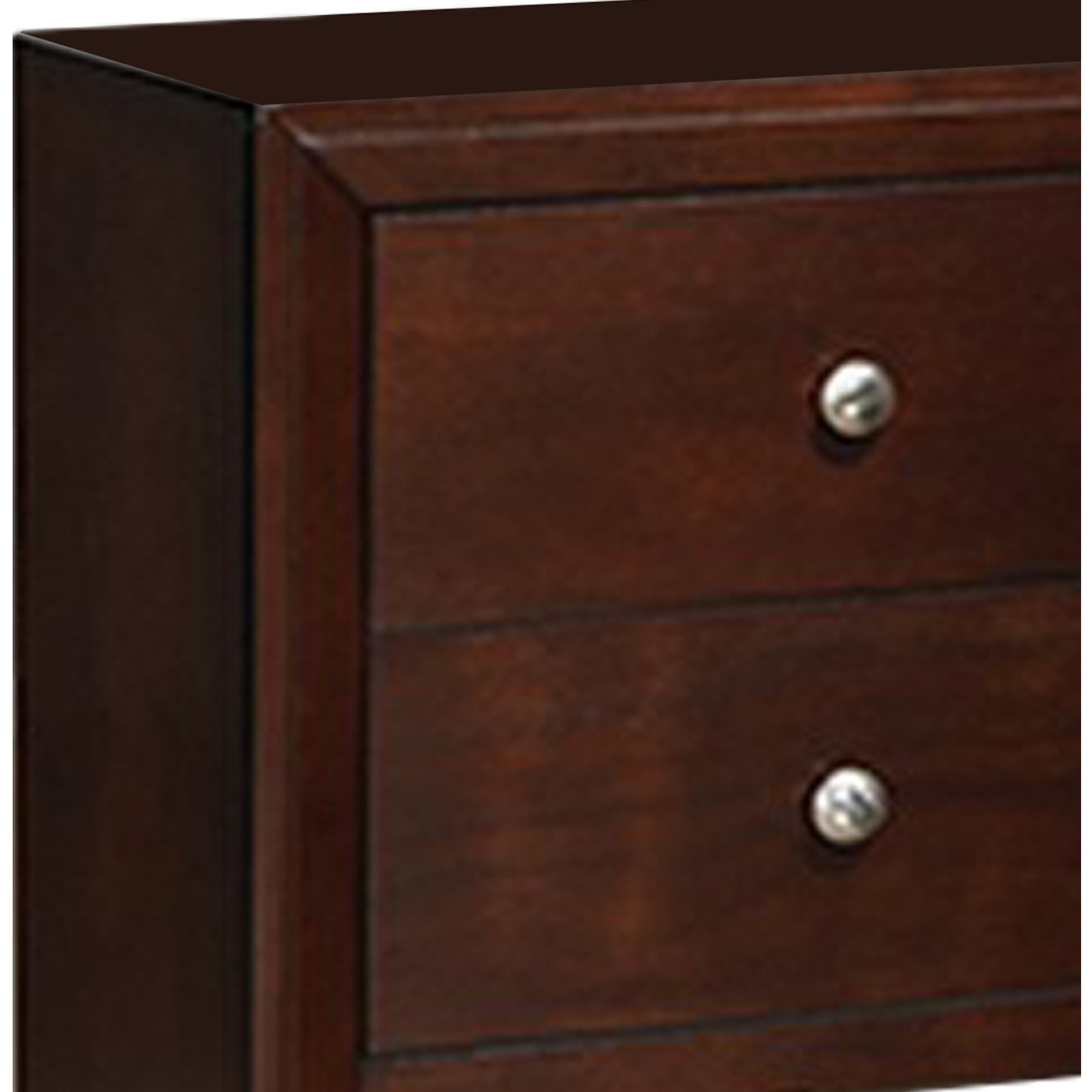 24 Inches 2 Drawer Wooden Nightstand with Metal Pulls, Brown