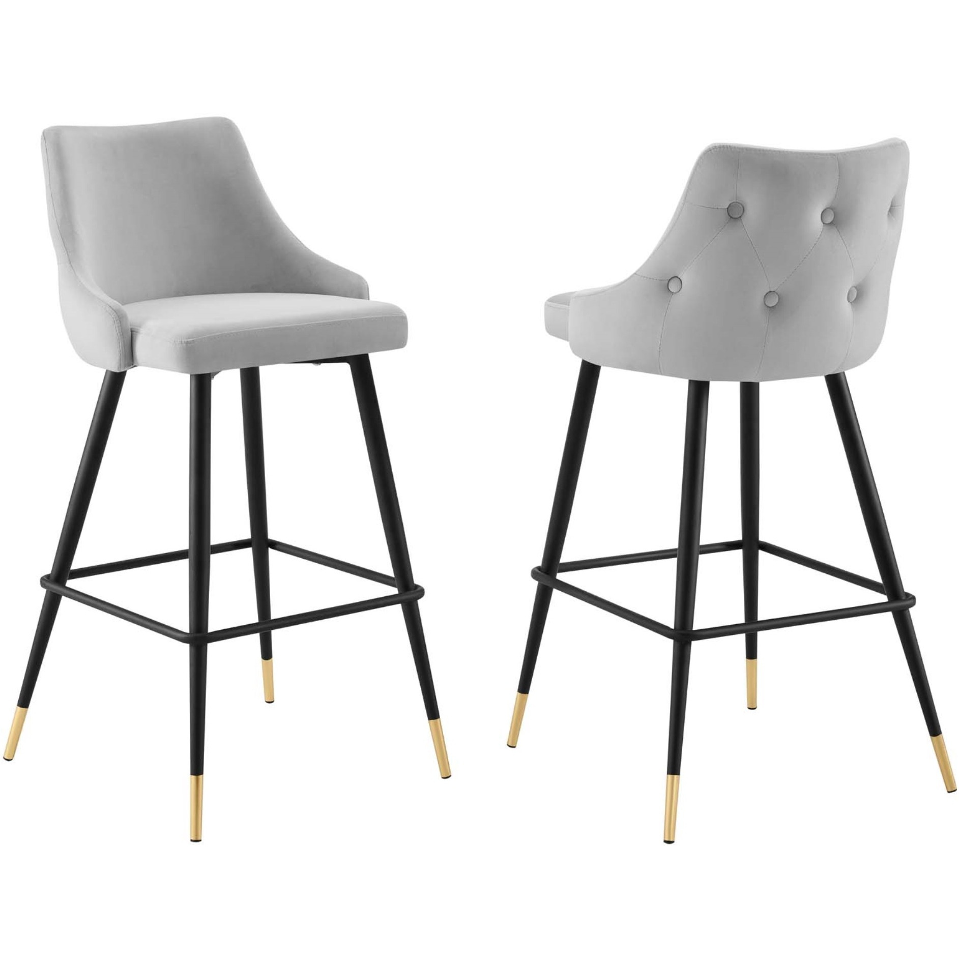 Adorn Performance Velvet Bar Stool Set of 2 Light Gray