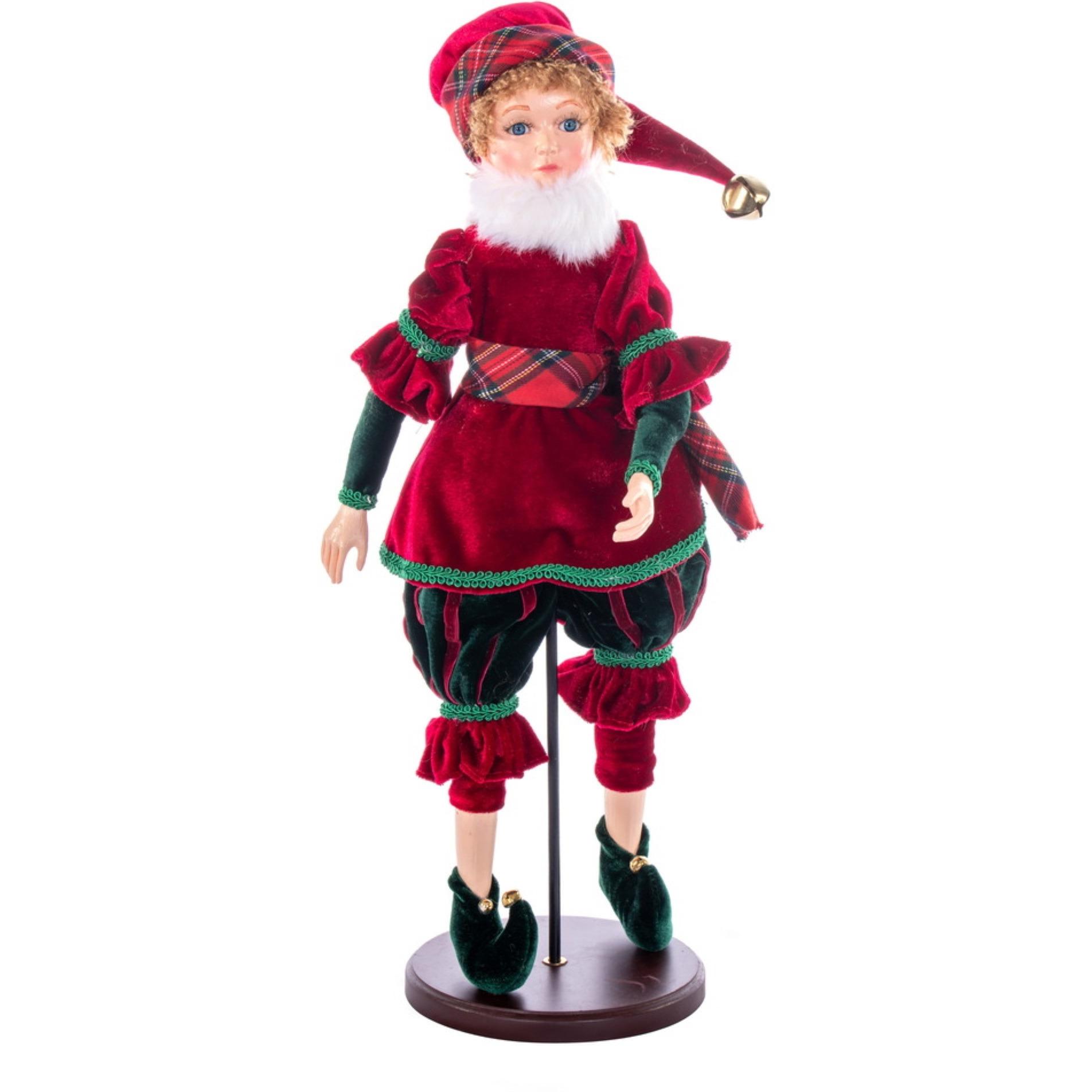 18" Red Plaid Fairy Girl with Stand