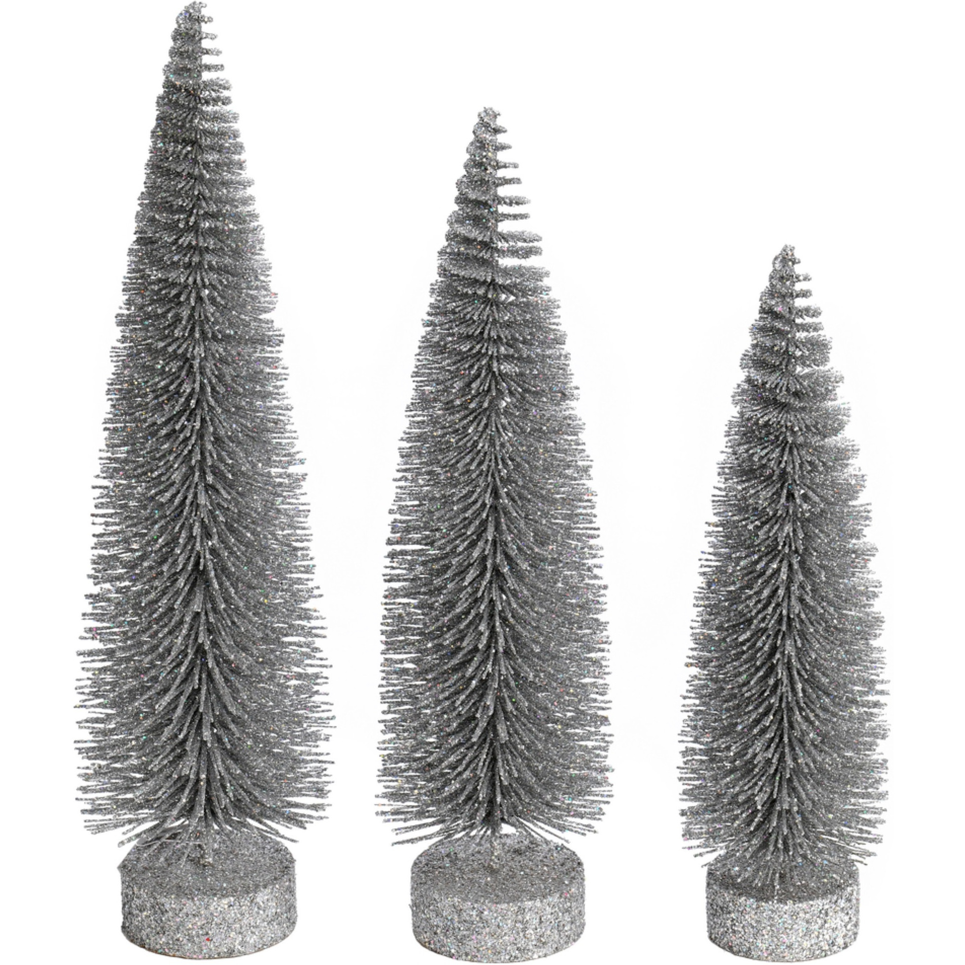 12"-14"-16" Silver Glitt Oval Tree 3/Set