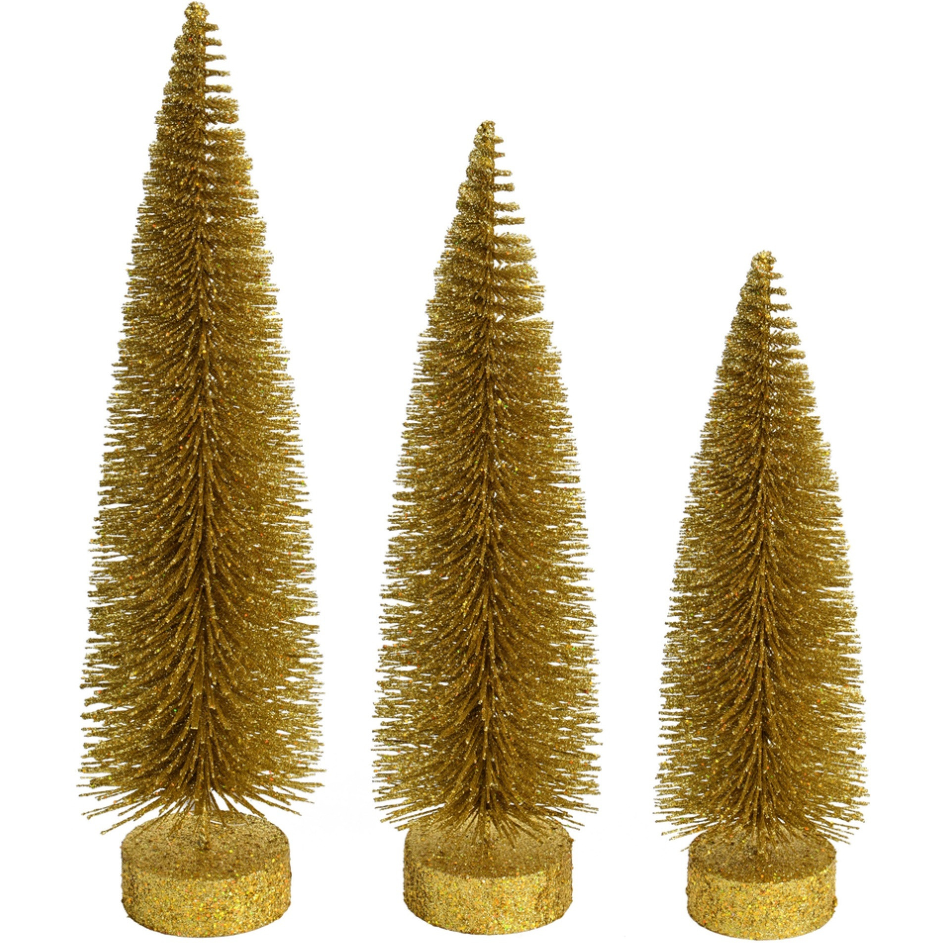 12"-14"-16" Gold Glitter Oval Tree 3/Set