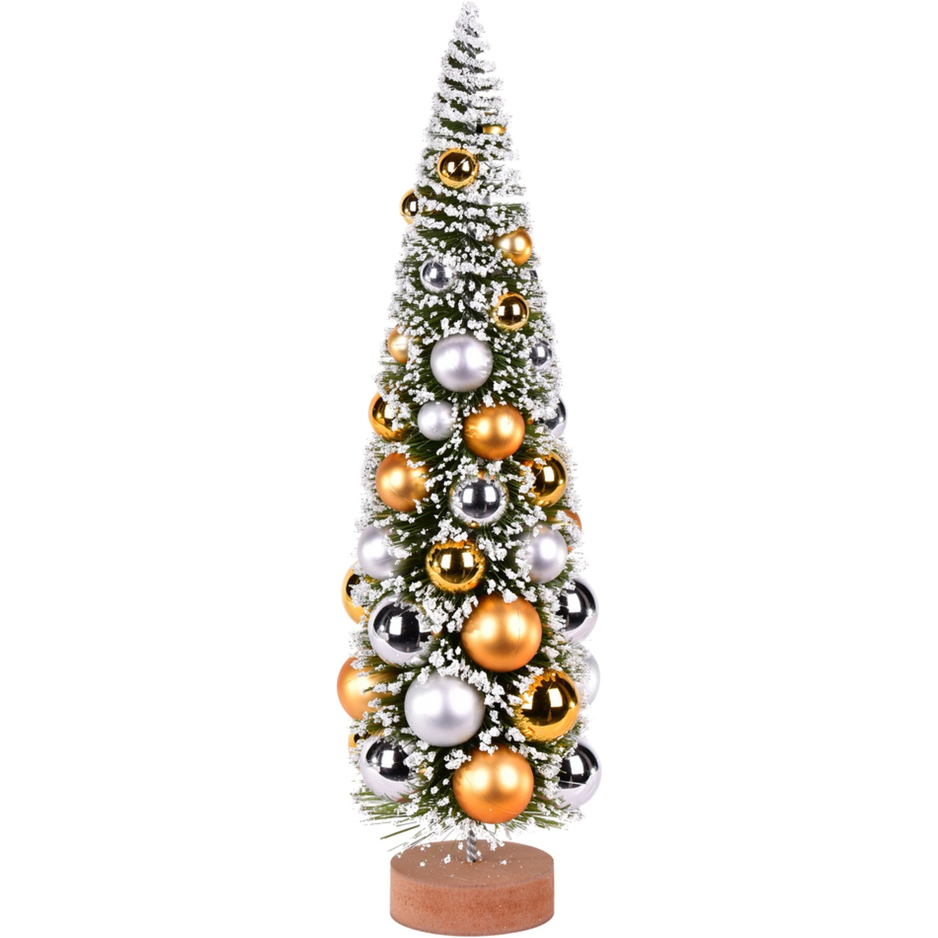 18" Frosted Green Tree Silver-Gold Balls