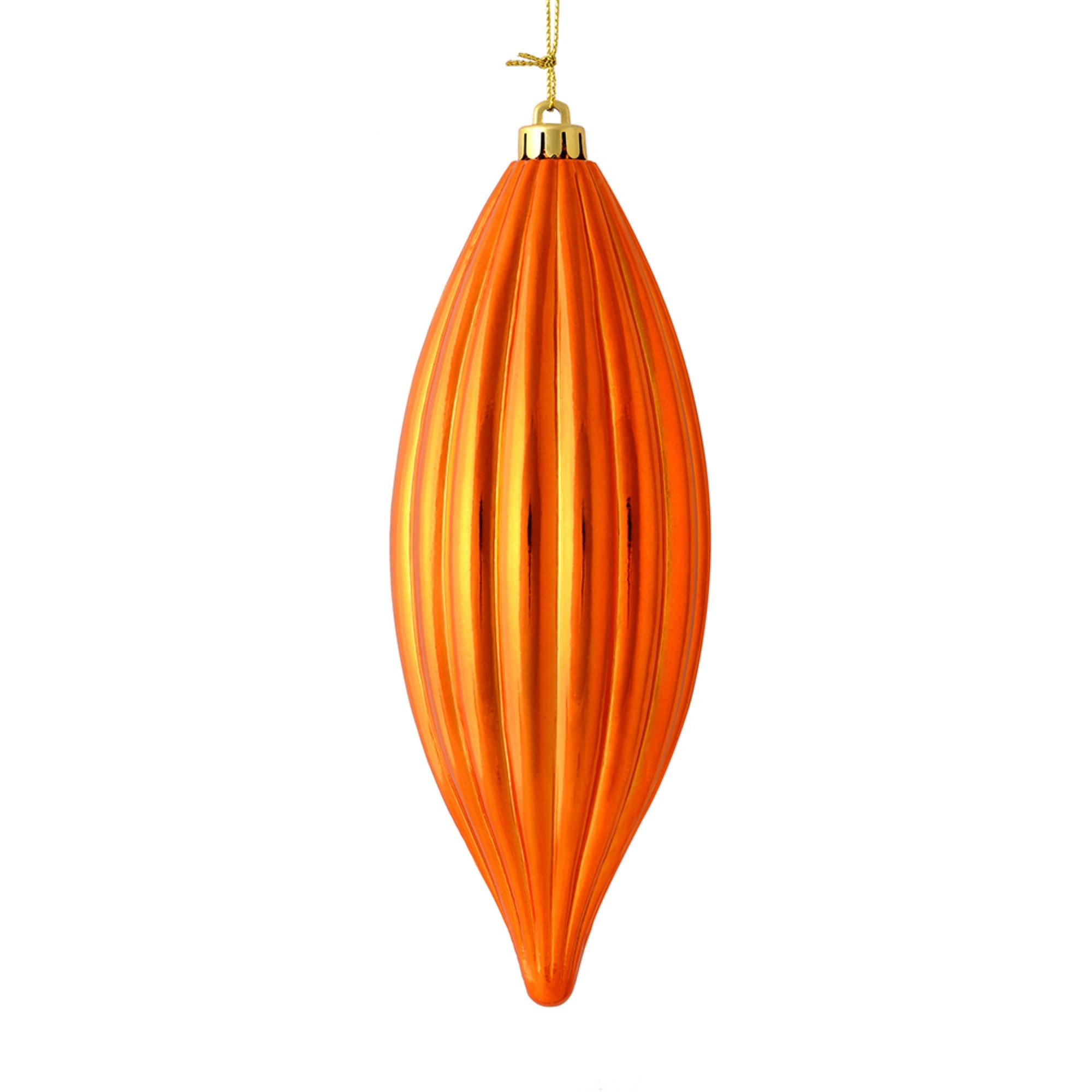 8" Burnish Orange Shiny Line Finial 4/Ba