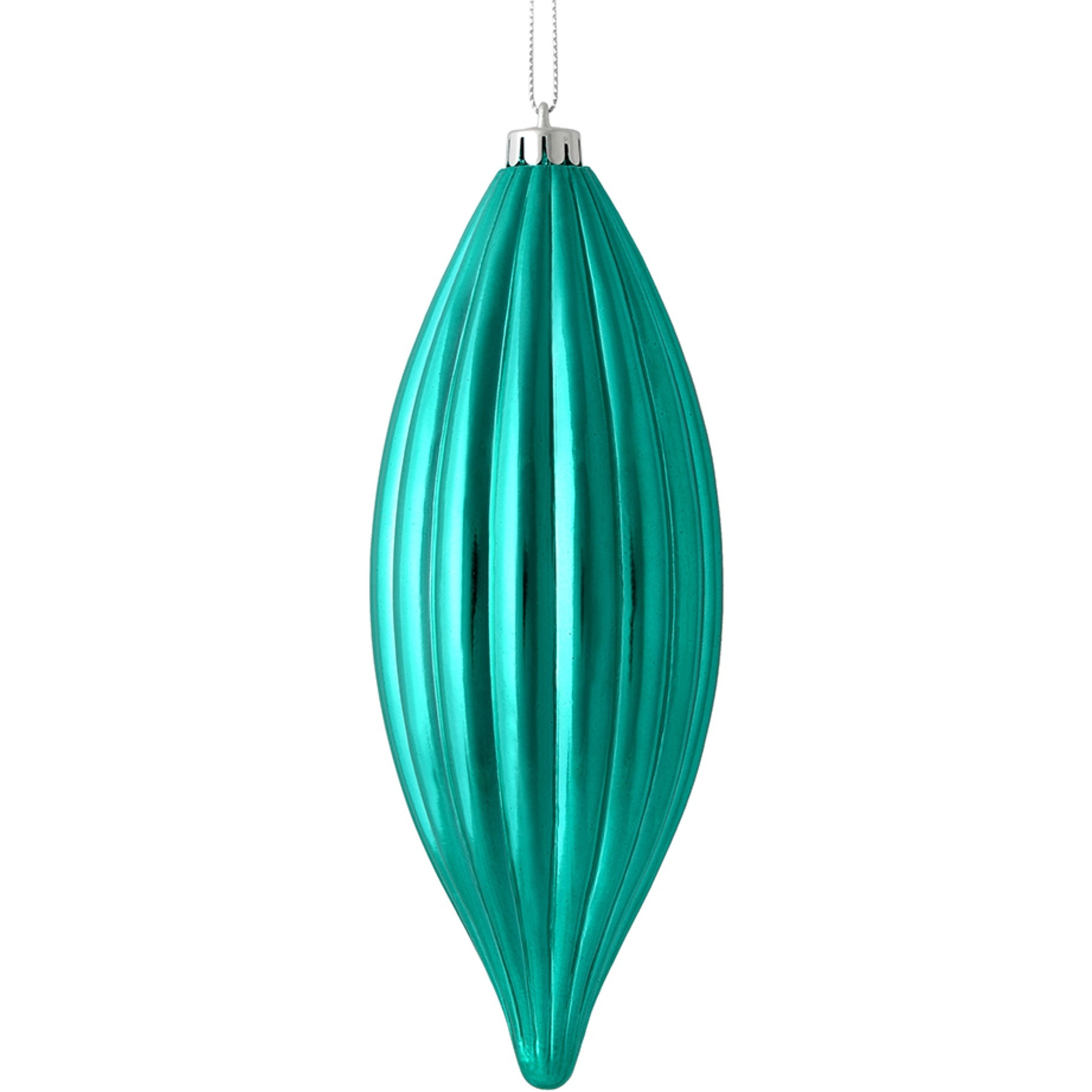 8" Teal Shiny Line Finial 4/Bag