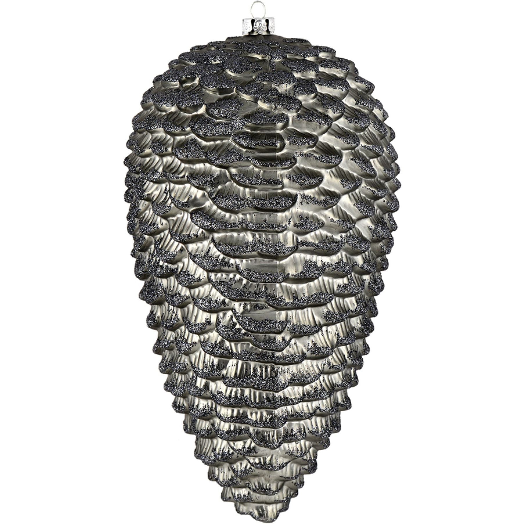 10" Limestone Matte Glitter Pinecone 2/B