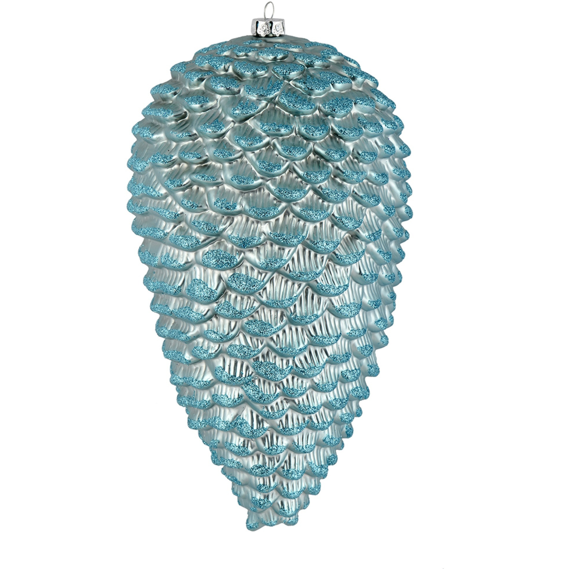 10" Baby Blue Matte Glitter Pinecone 2/B