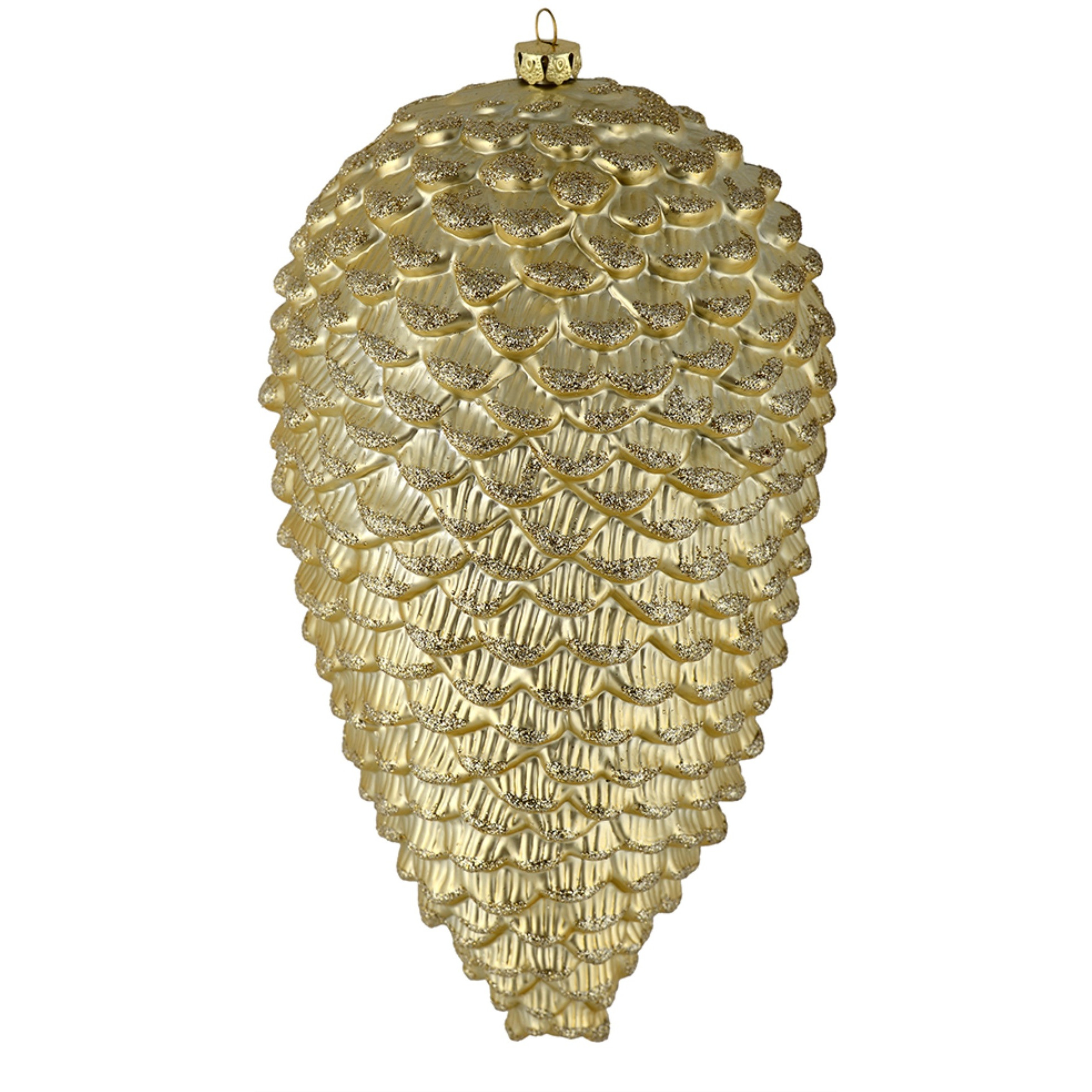 10" Champagne Matte Glitter Pinecone 2/B