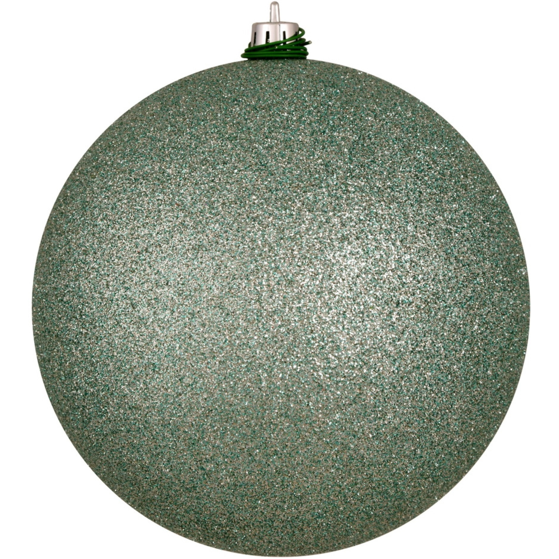 12" Frosty Mint Glitter Ball Drilled