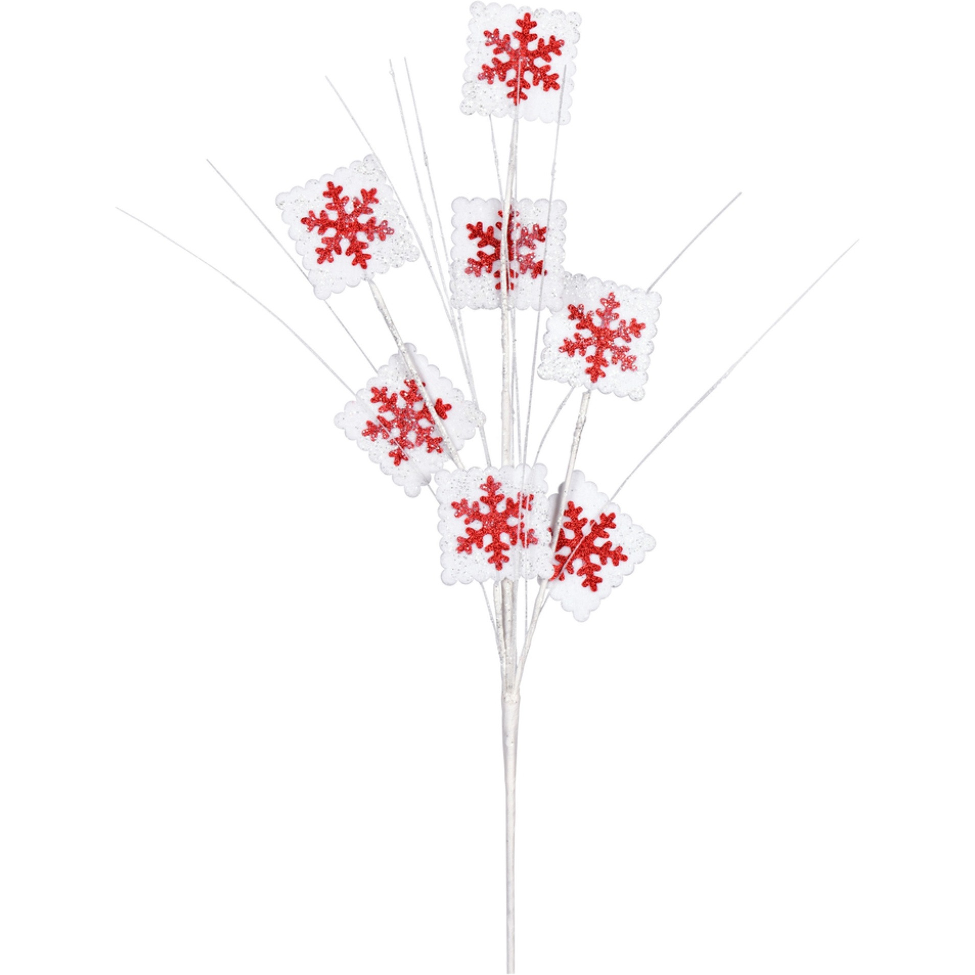 20" RedWhite Glitter Snowflake Spray 6Bg