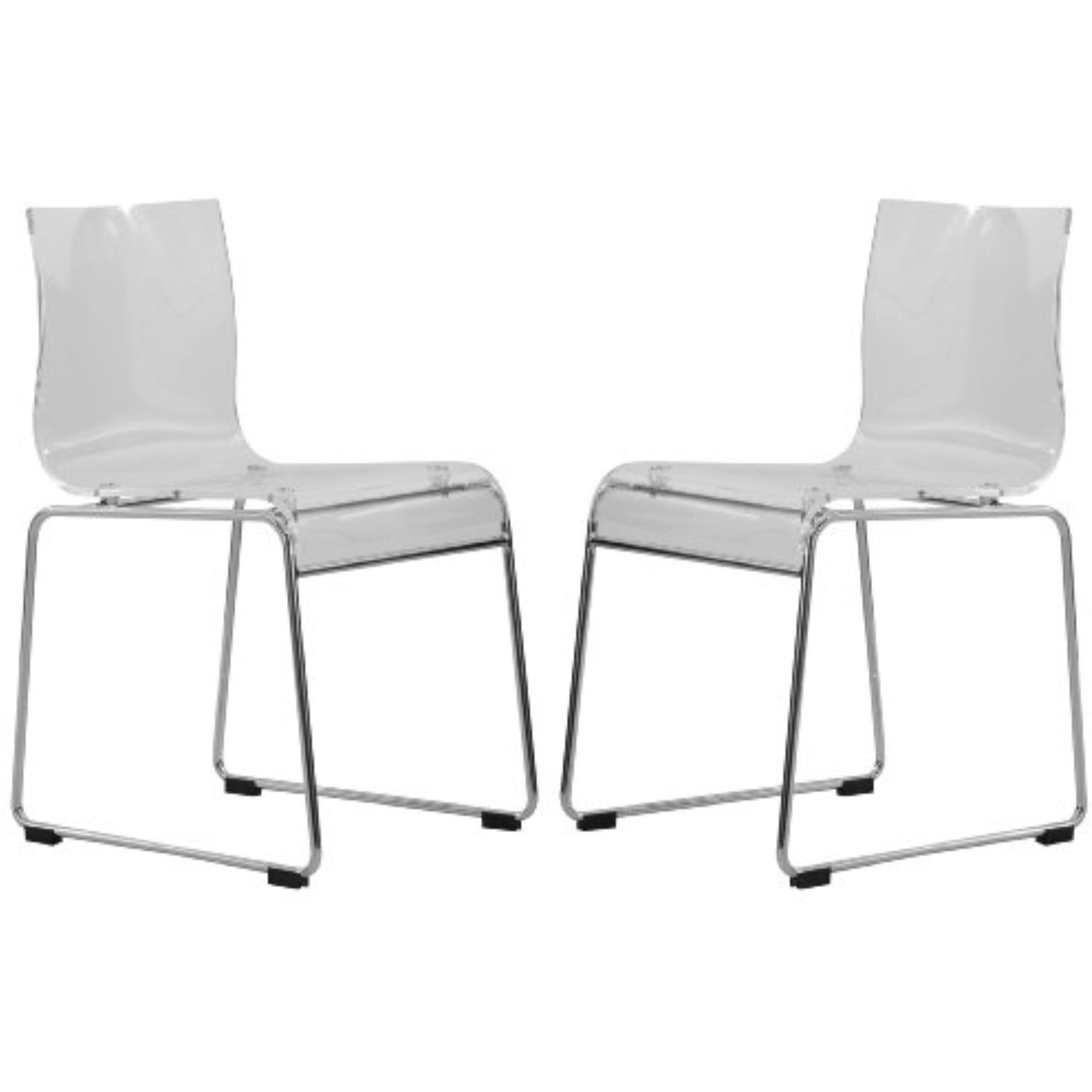 LeisureMod Lima Modern Acrylic Chair, Set of 2