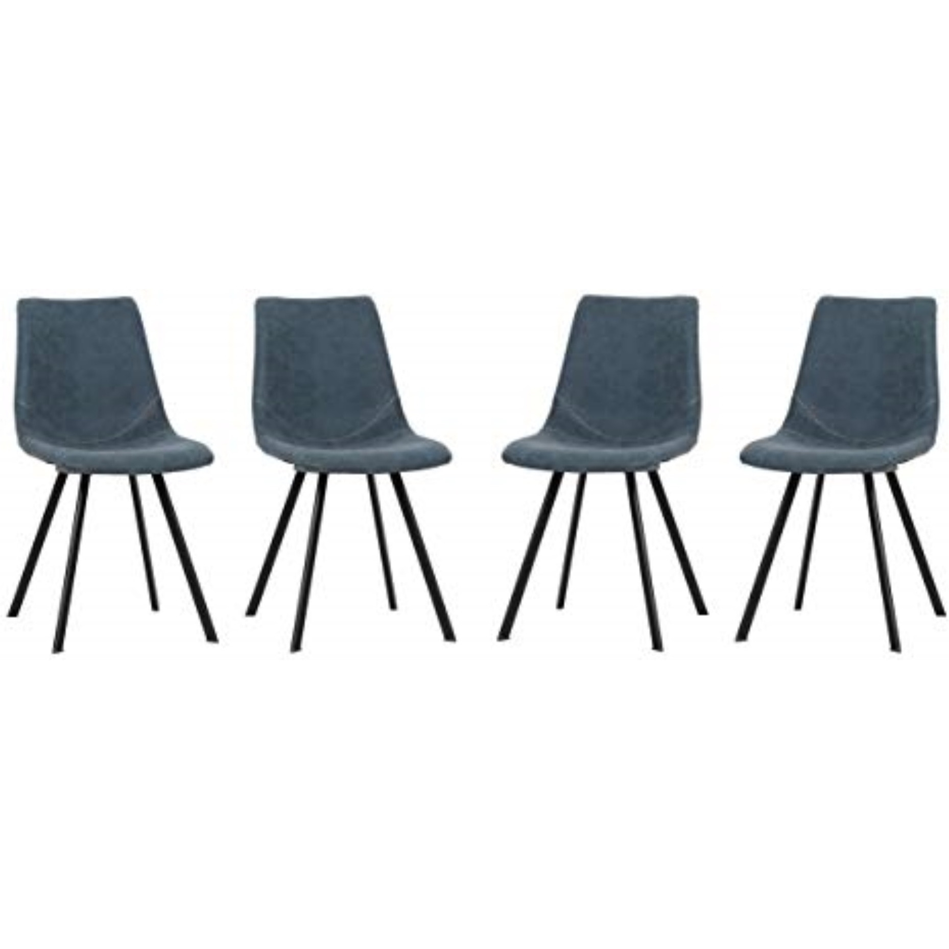 LeisureMod Markley Modern Leather Dining Chair With Metal Legs Set of 4