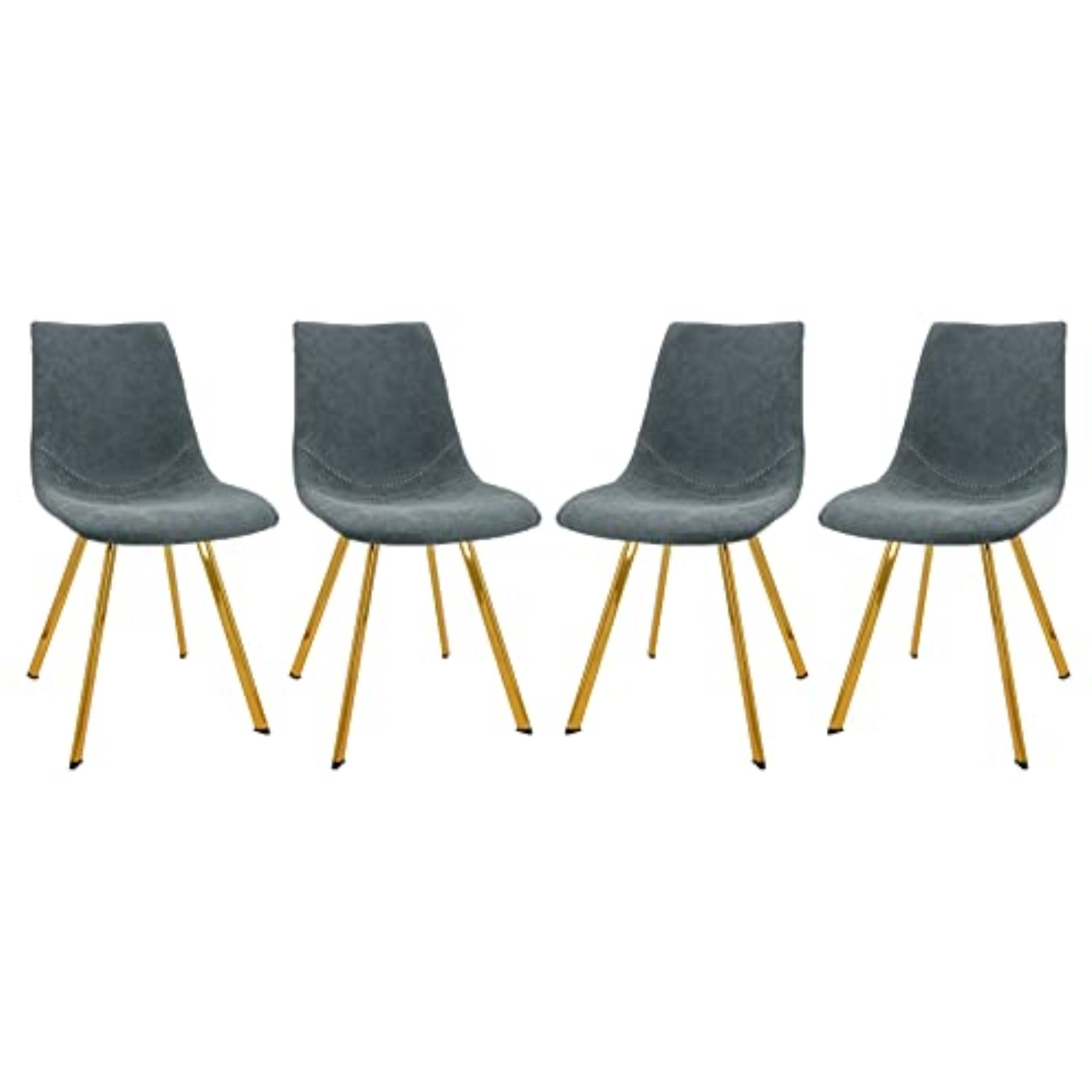 LeisureMod Markley Modern Leather Dining Chair With Gold Legs Set of 4