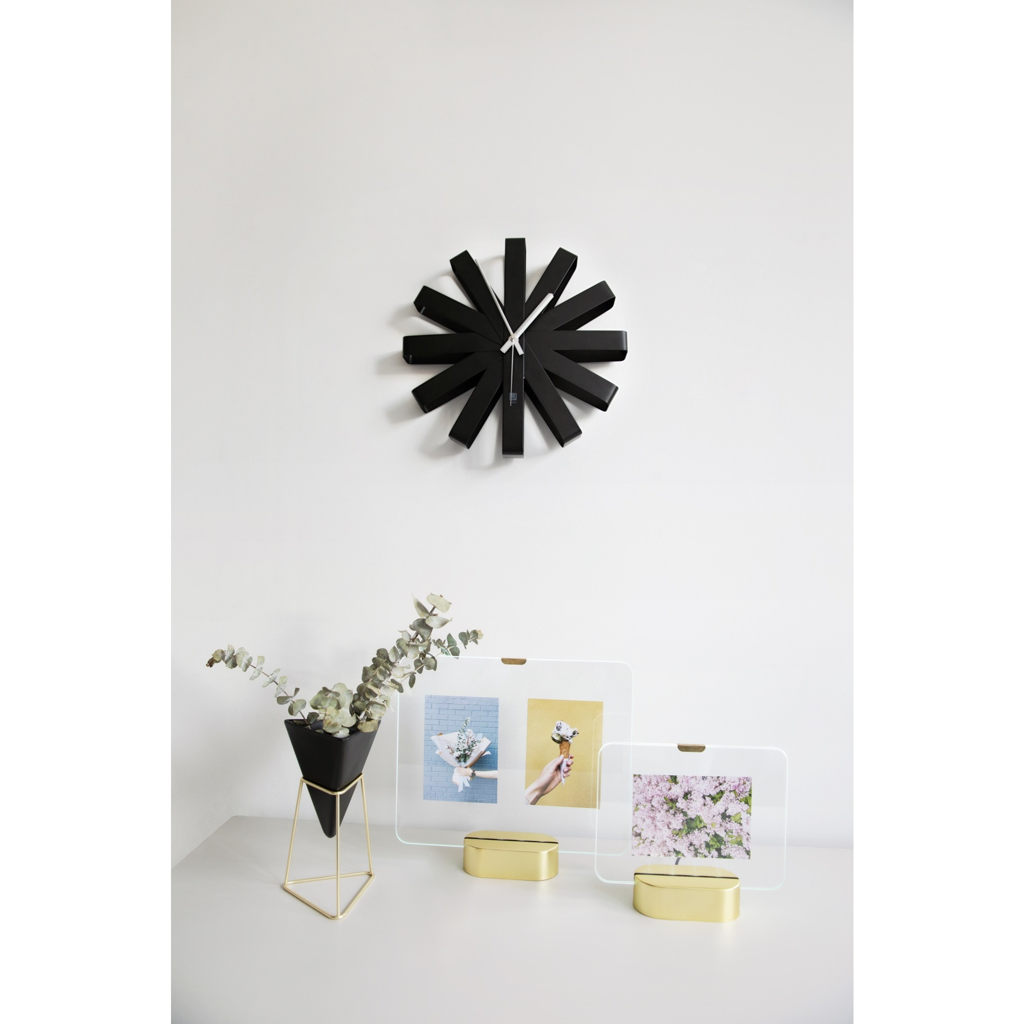 RIBBON WALL CLOCK 12IN BLACK