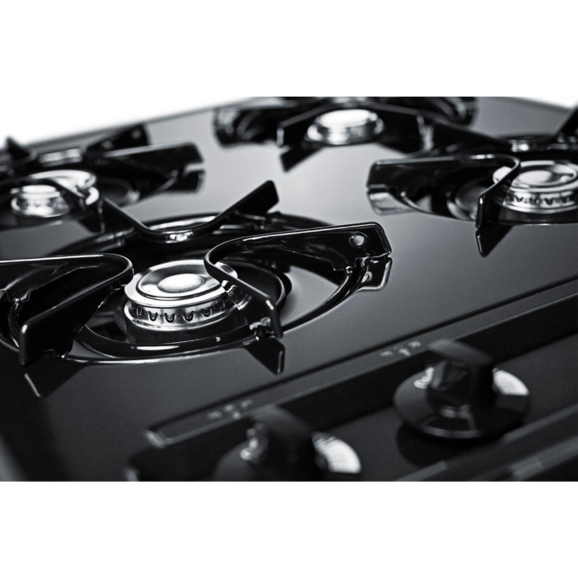 24" wide open burner gas cooktop in black with battery start ignition