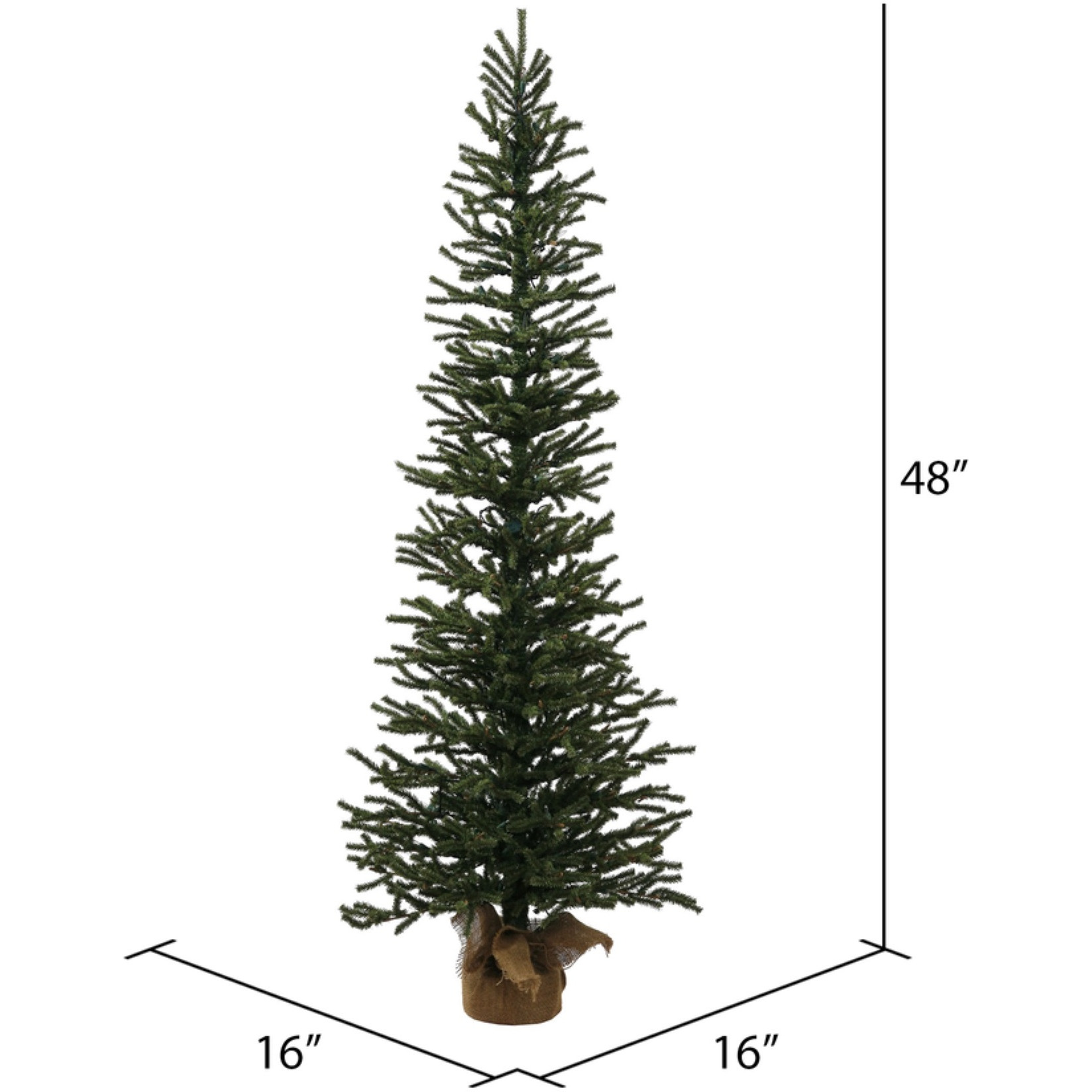 4' x 16" Mini Pine Tree 624T Burlap Base