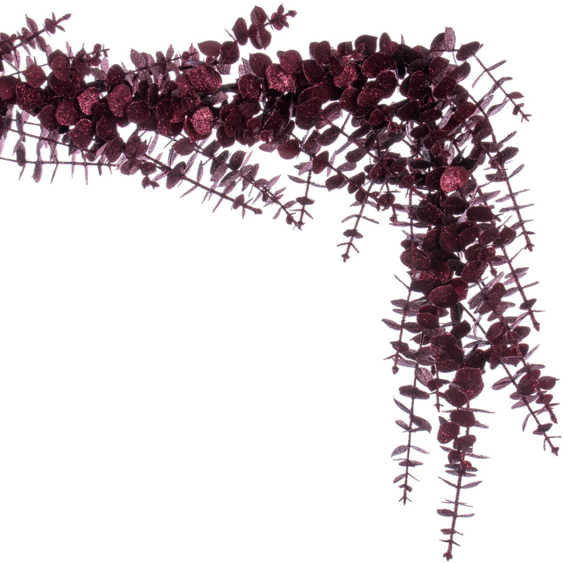 6' Burgundy Eucalyptus Glitter Garland