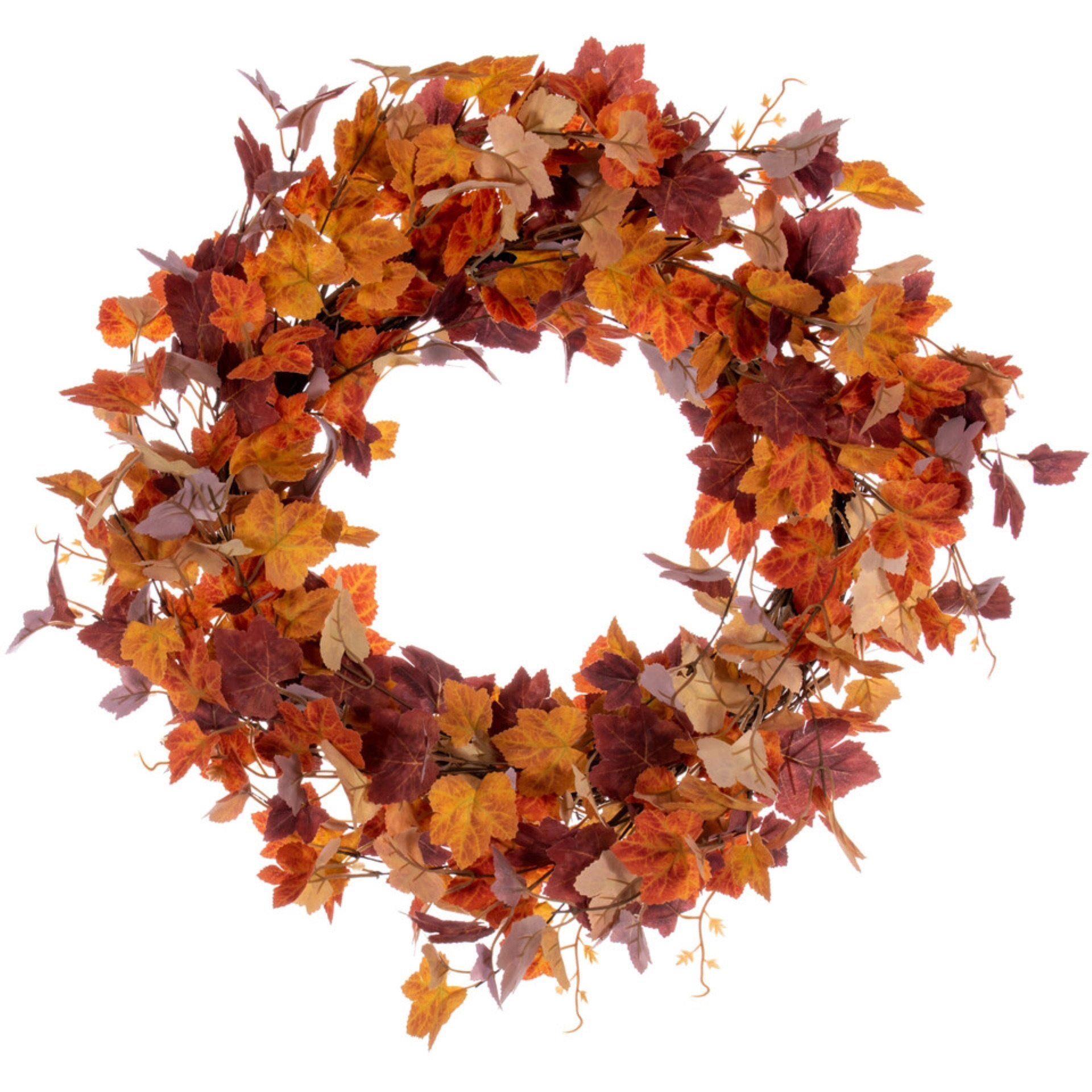 22" Orange Fall Maple Leaf Wreath