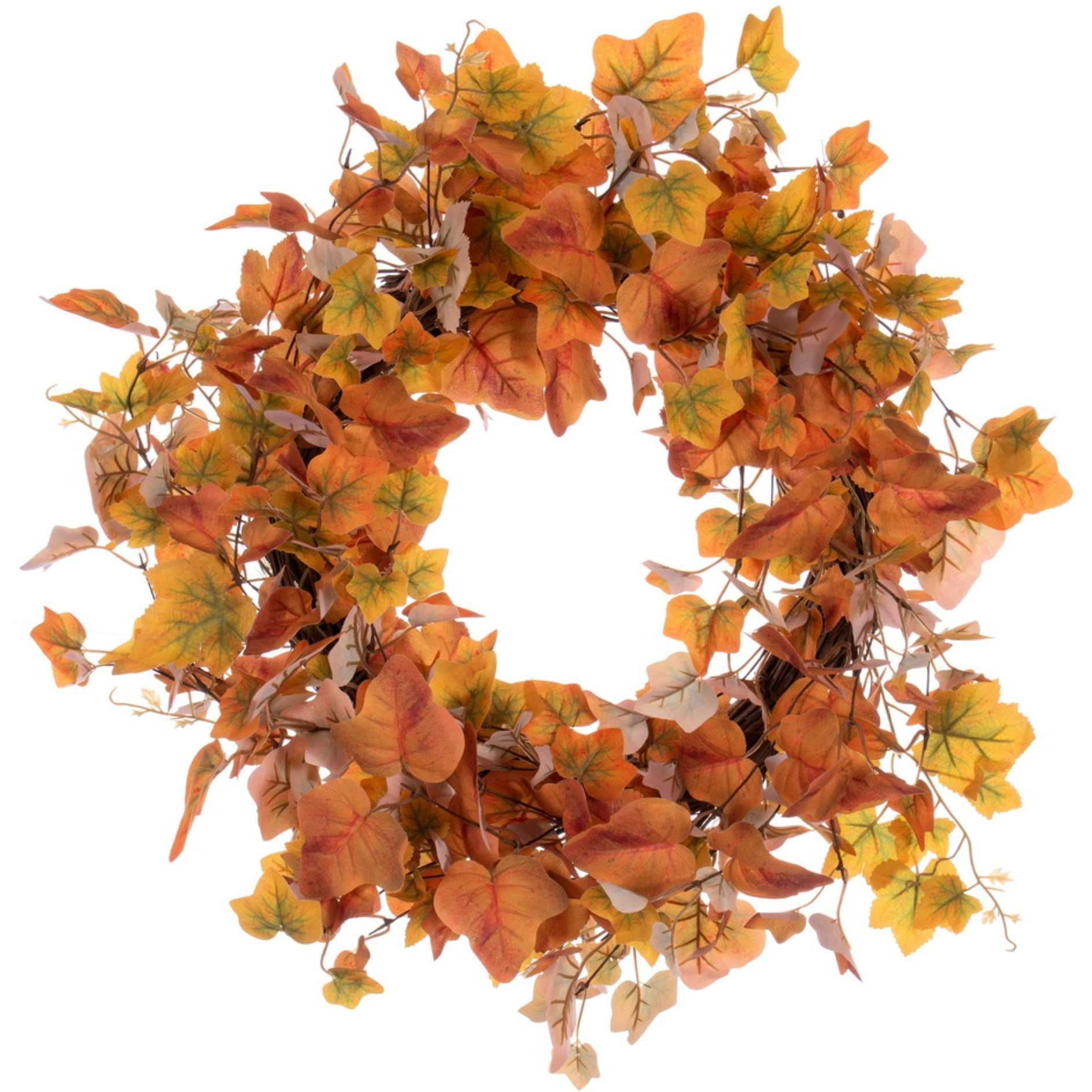 22" Fall Orange Leaf Wreath