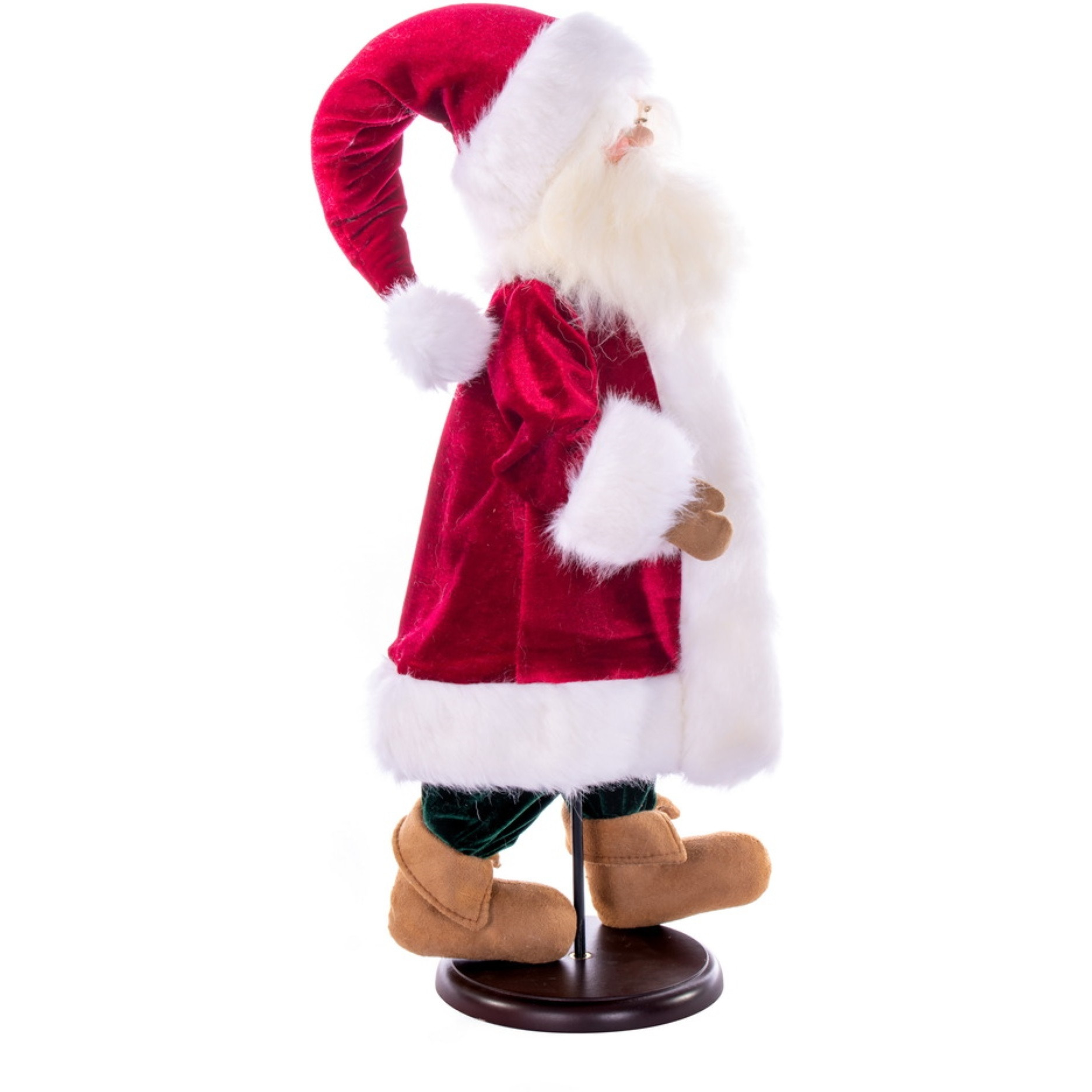 18" Red Plaid Velvet Santa Doll w Stand