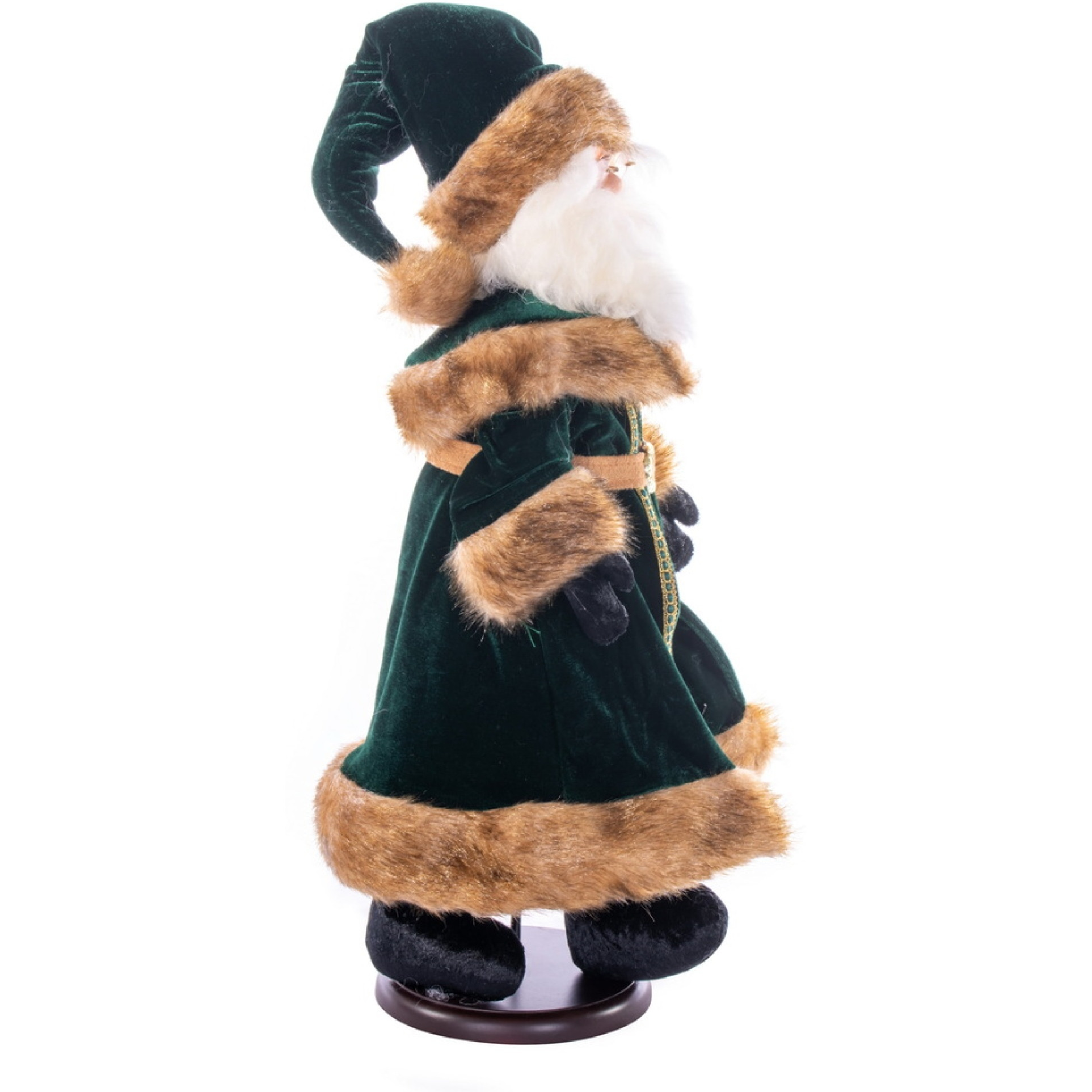 18" Green Velvet Santa Doll with Stand