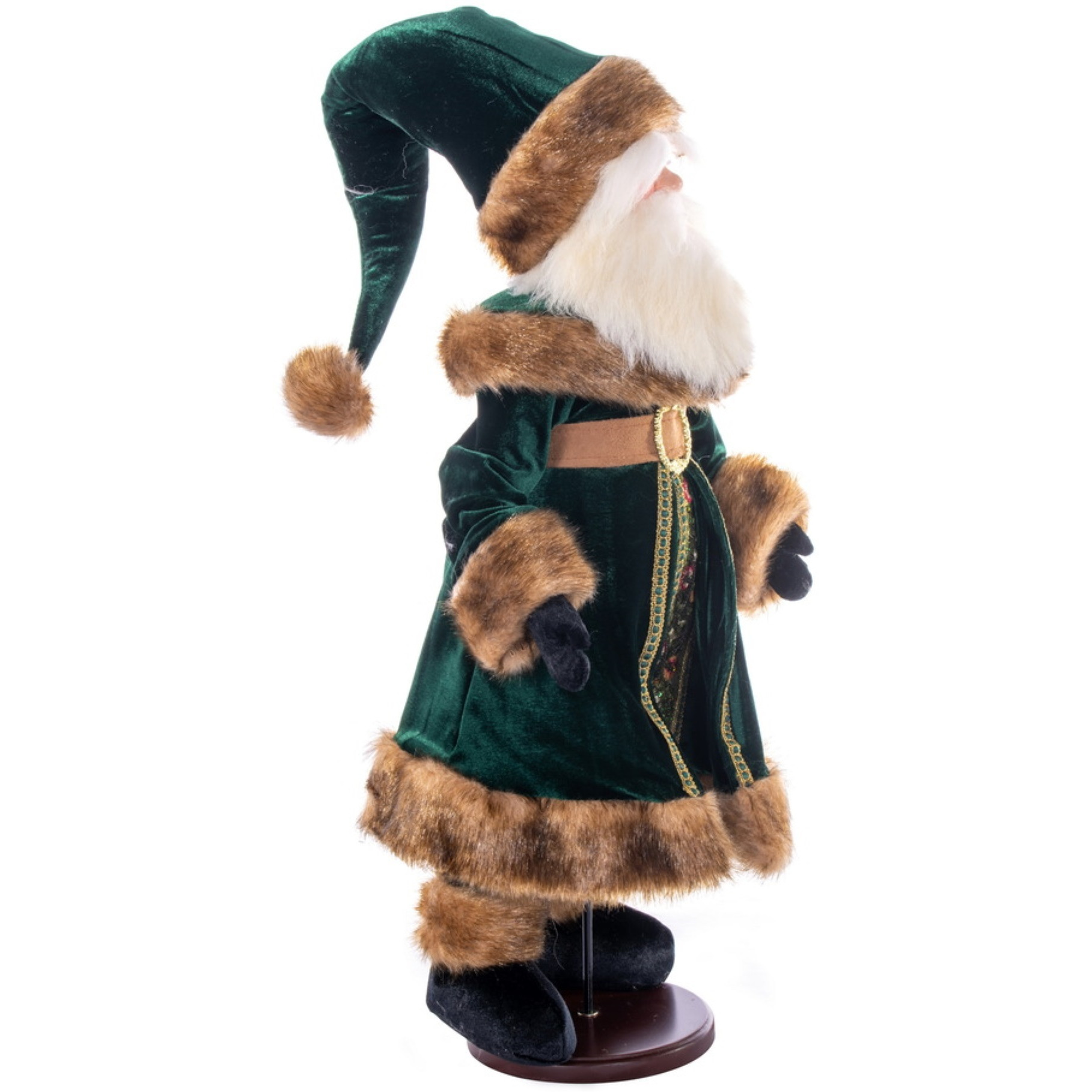 24" Green Velvet Santa Doll with Stand