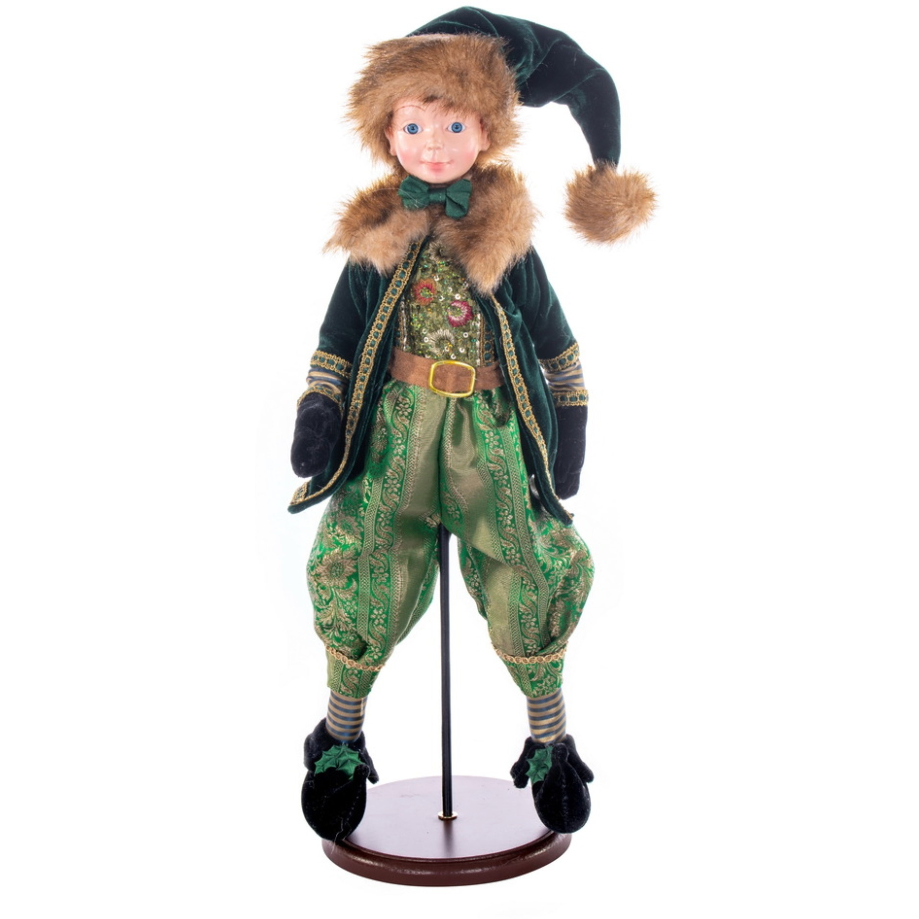 18" Green Velvet Fairy Boy with Stand