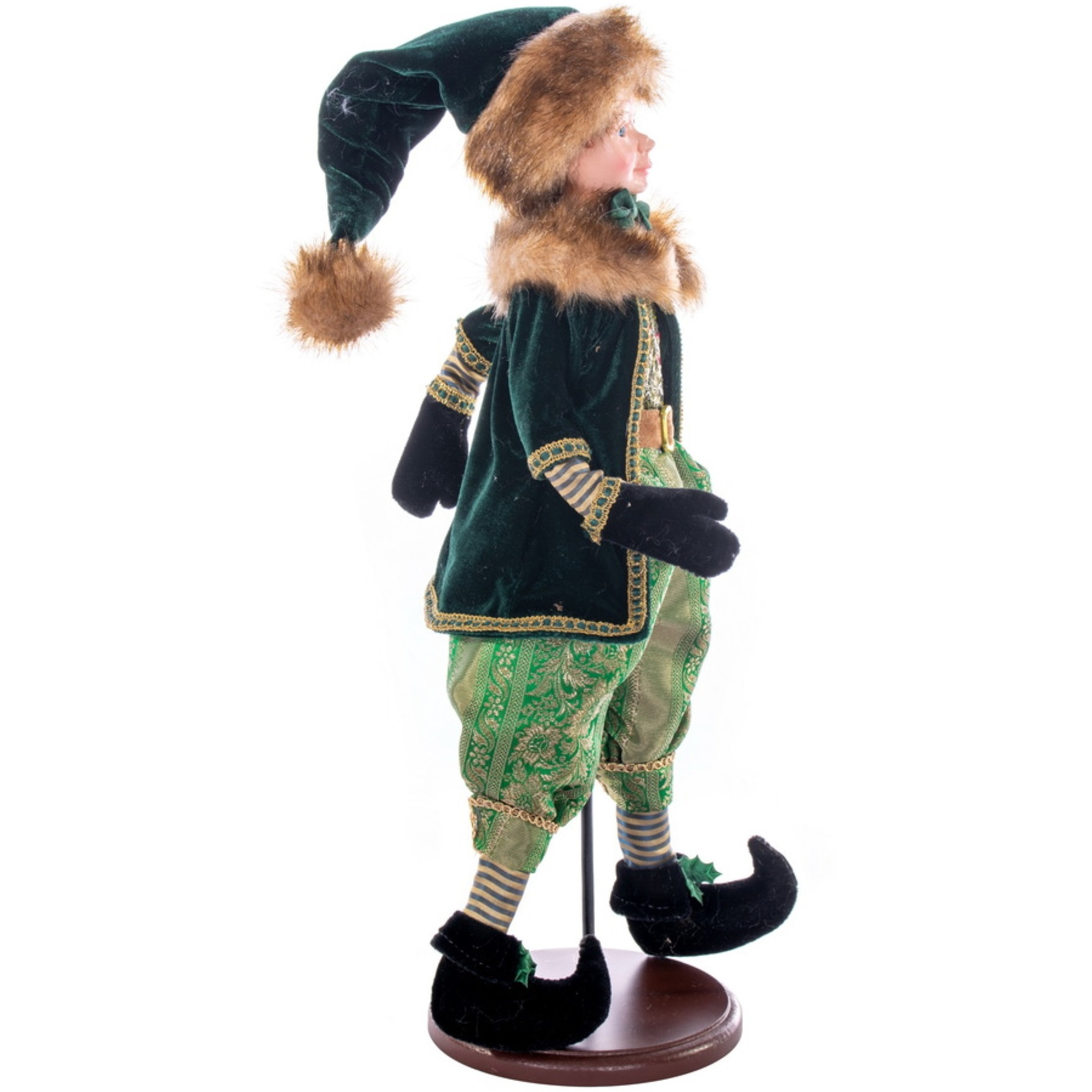 18" Green Velvet Fairy Boy with Stand