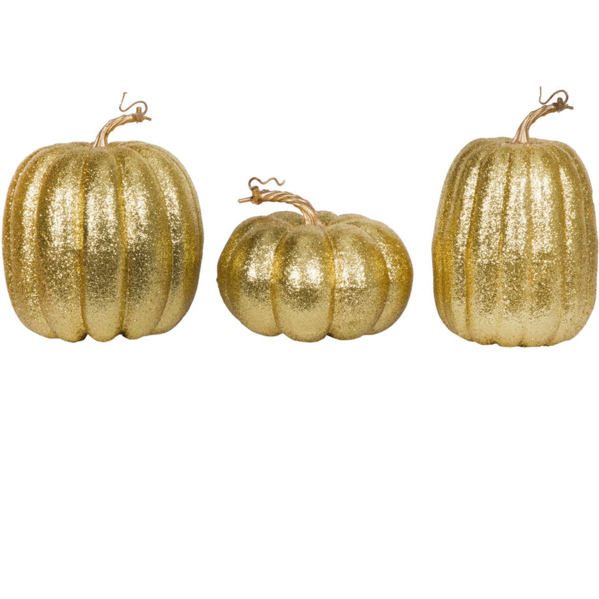 8" Gold Pumpkins Assorted Set of 3