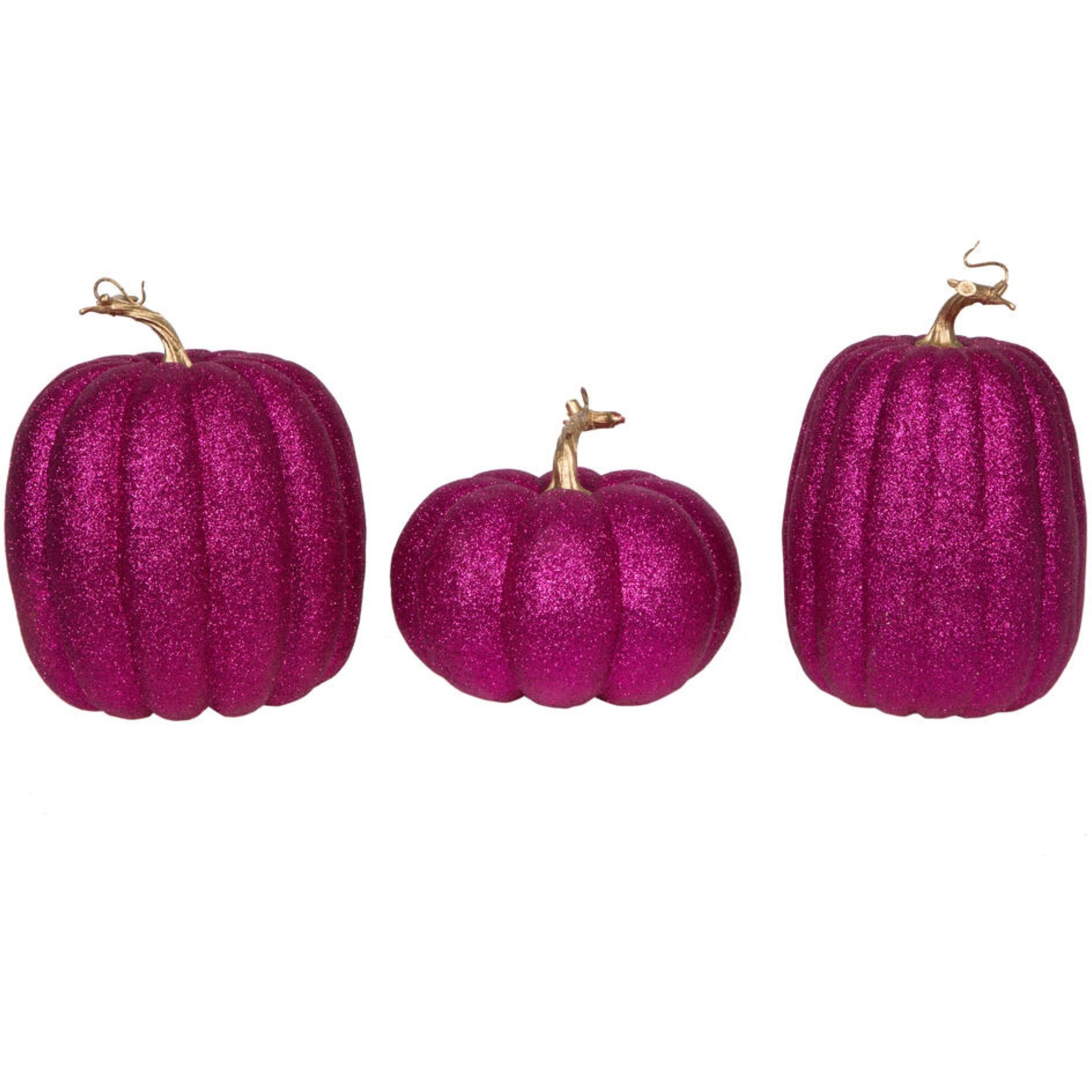 8" Pink Pumpkins Assorted Set of 3