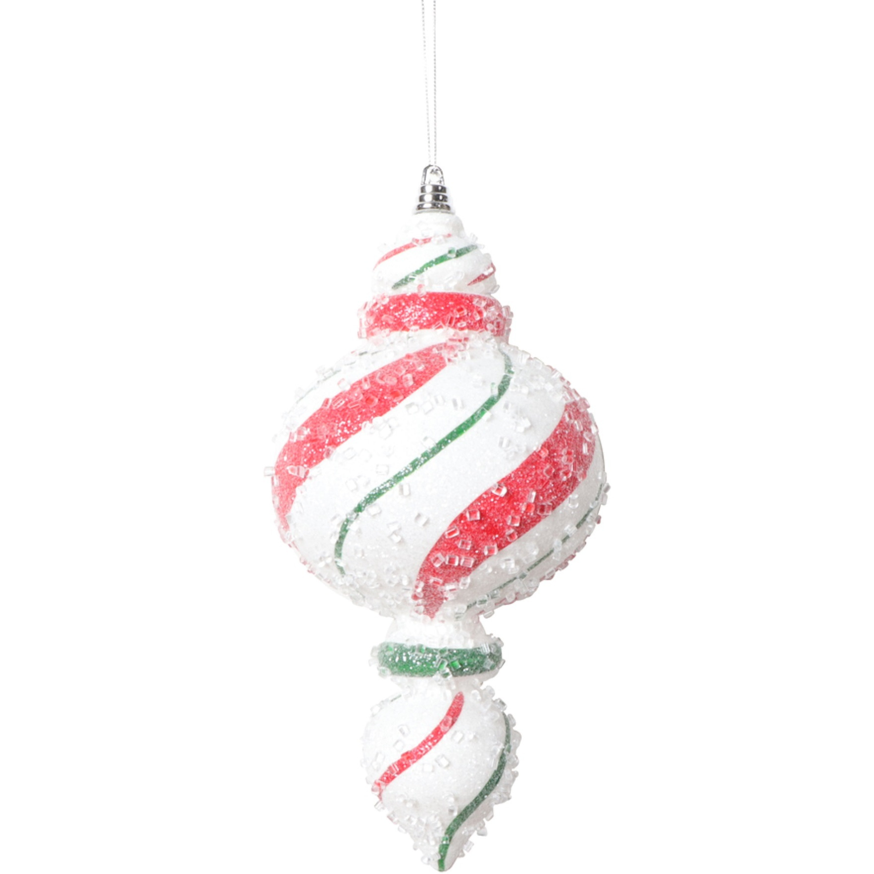 9" Red Green Swirl Shuttle Ornament 2/Bg