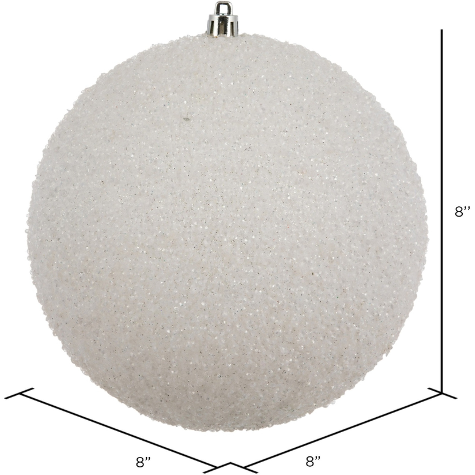 8" White Beaded Ball Drilled 2/Bag