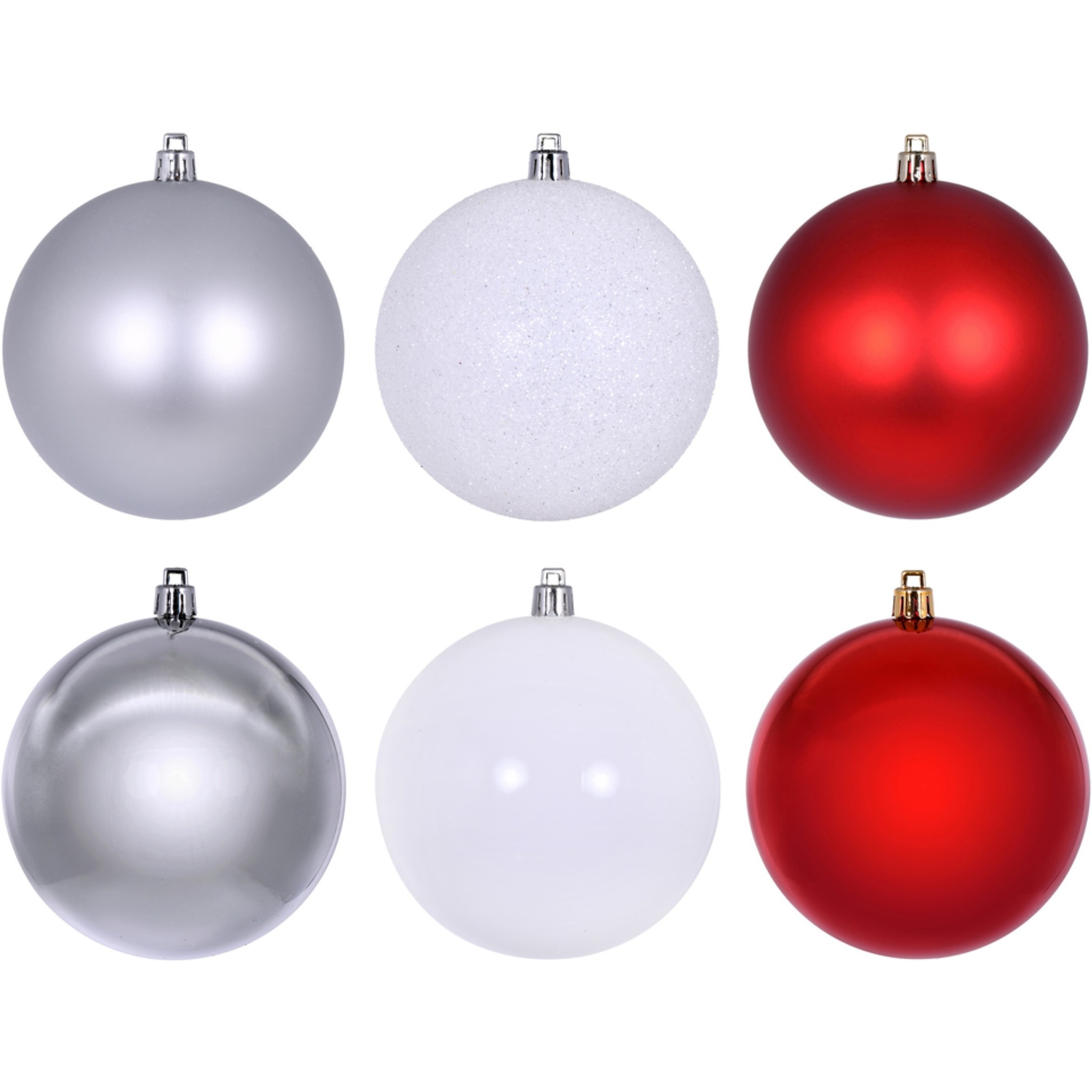 4" Red White Silver Ornament Asst 18/box