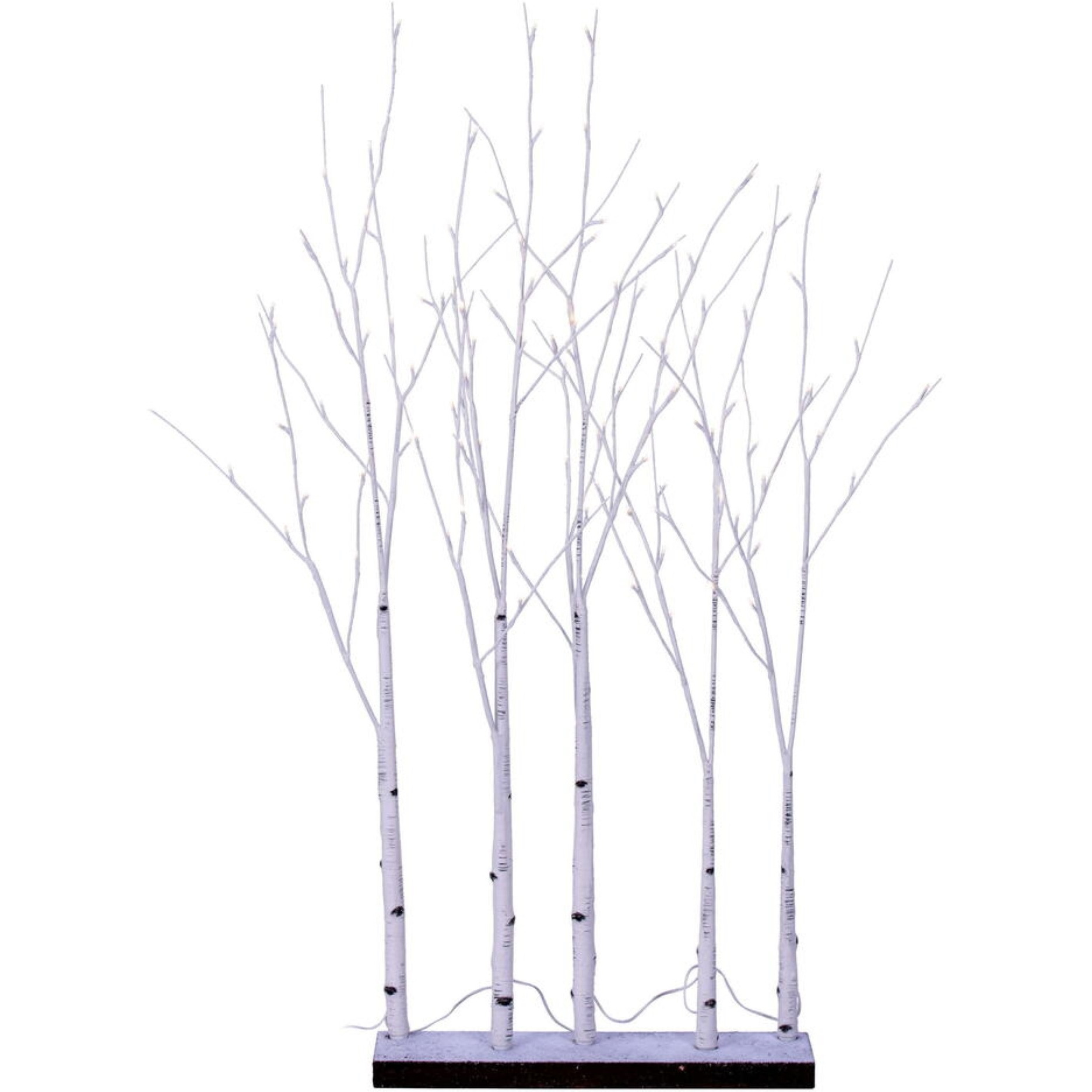 4' White Birch Tree Grove LED104WW 5/Set