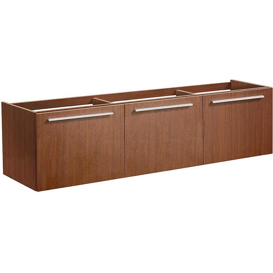 Fresca Vista 60" Teak Wall Hung Single Sink Modern Bathroom Cabinet