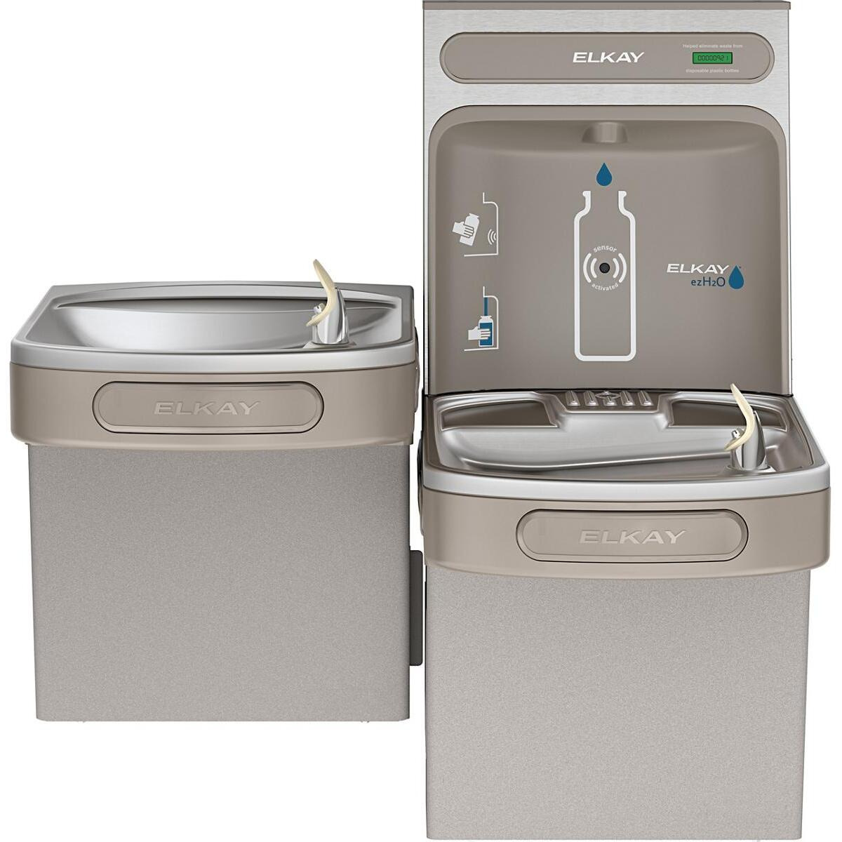 Elkay EZH2O Bottle Filling Station & Versatile Bi-Level ADA Cooler, Non-Filtered 8 GPH Light Gray