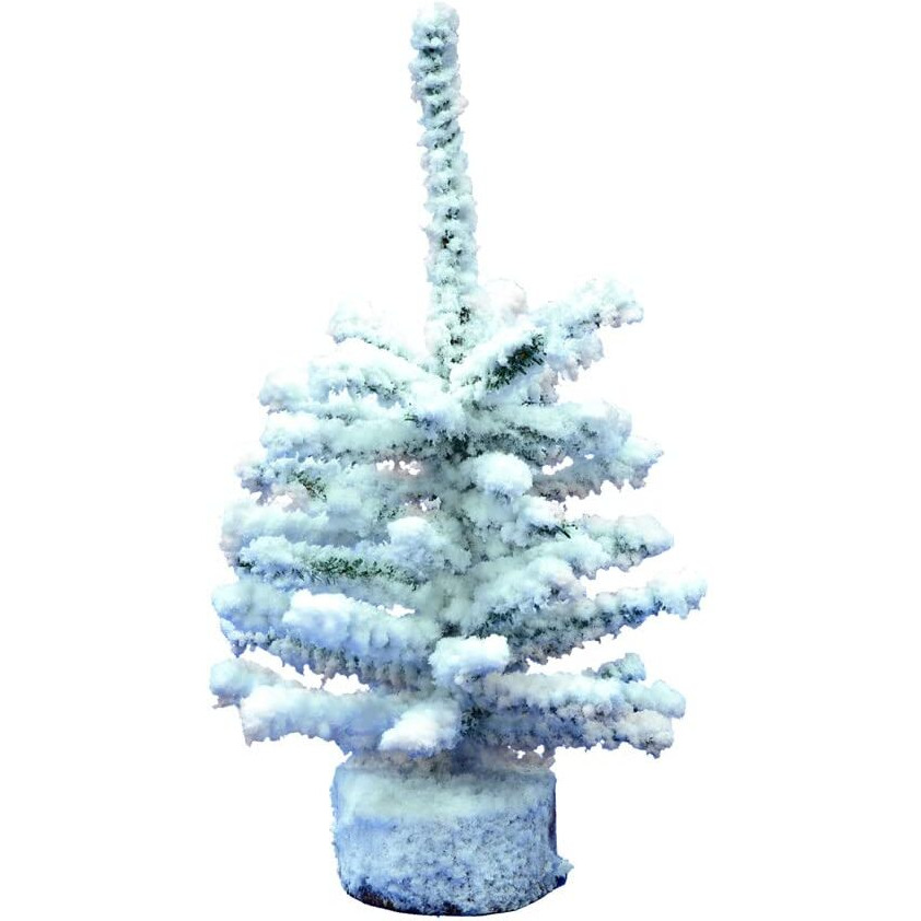 Vickerman 9" Flocked Mini Pine 47T Wood Base Pk/6 - A804309-6